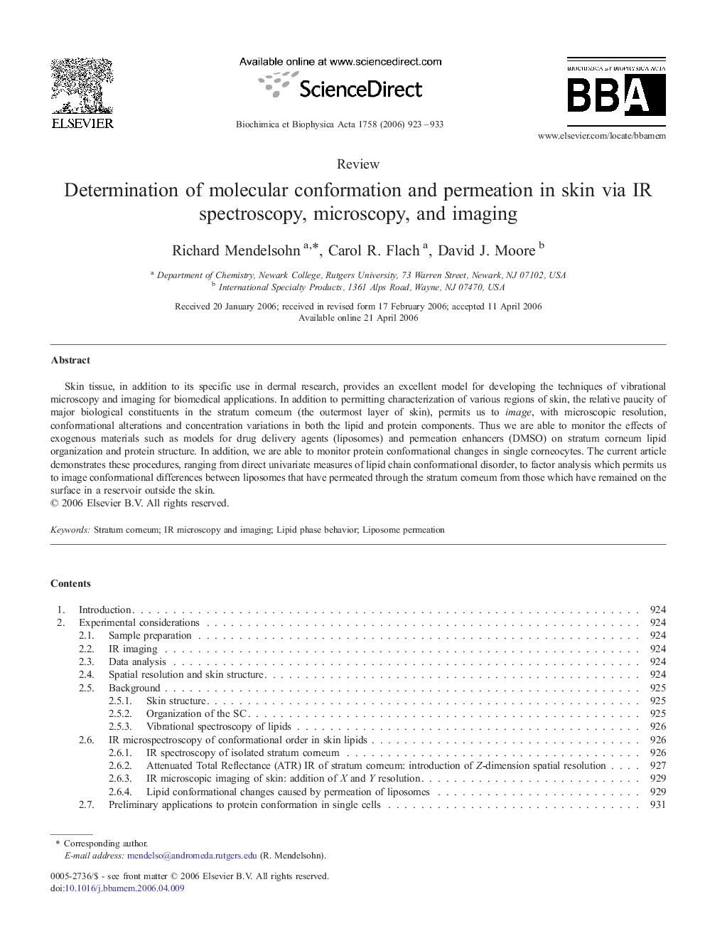 Determination of molecular conformation and permeation in skin via IR spectroscopy, microscopy, and imaging