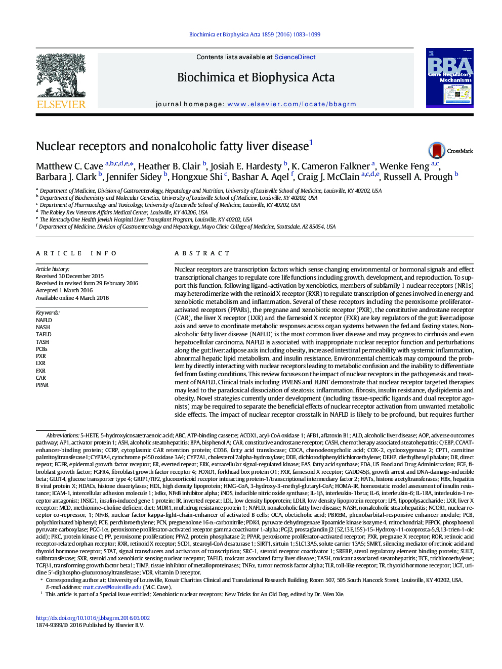 Nuclear receptors and nonalcoholic fatty liver disease1