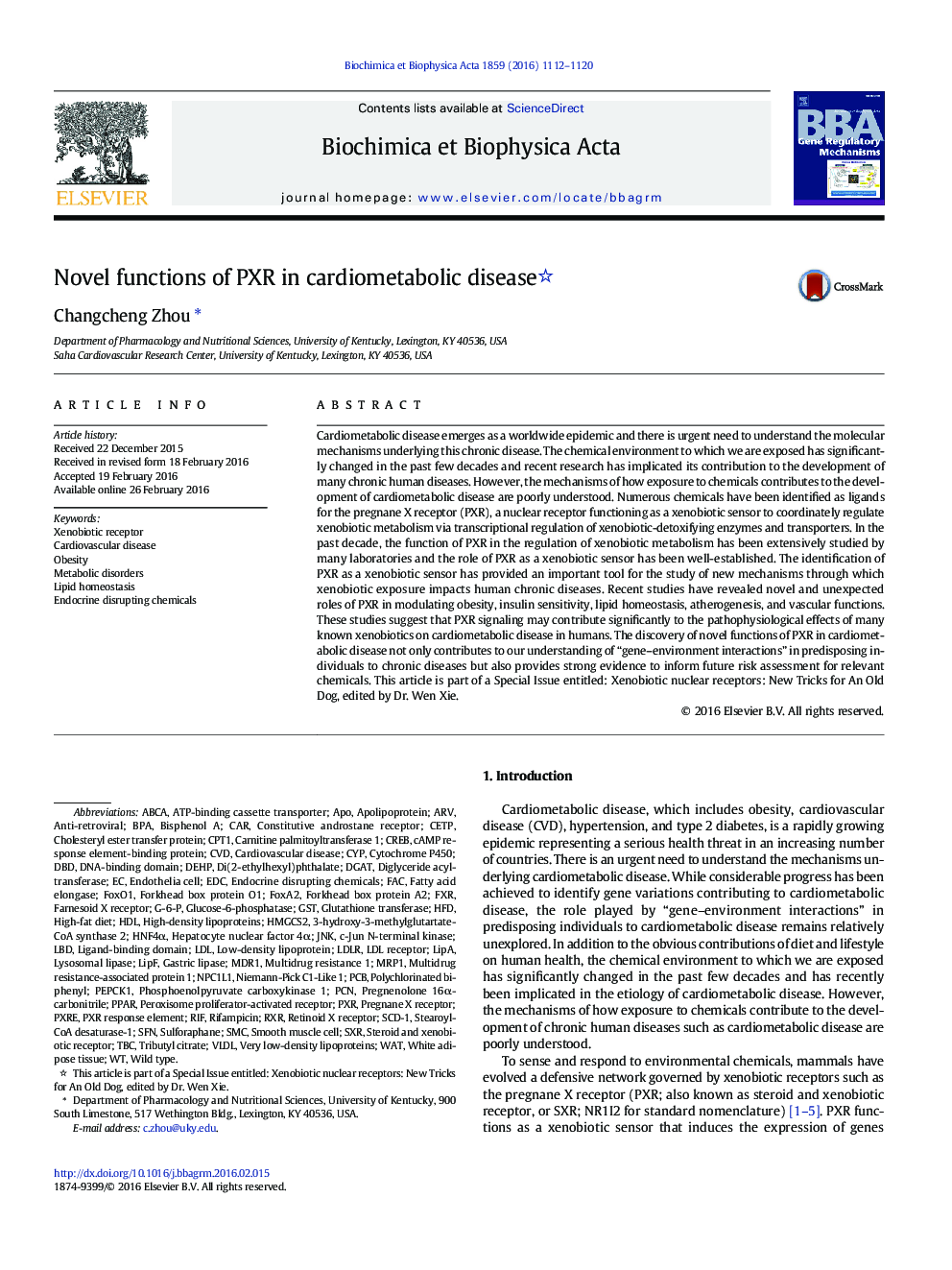 Novel functions of PXR in cardiometabolic disease 