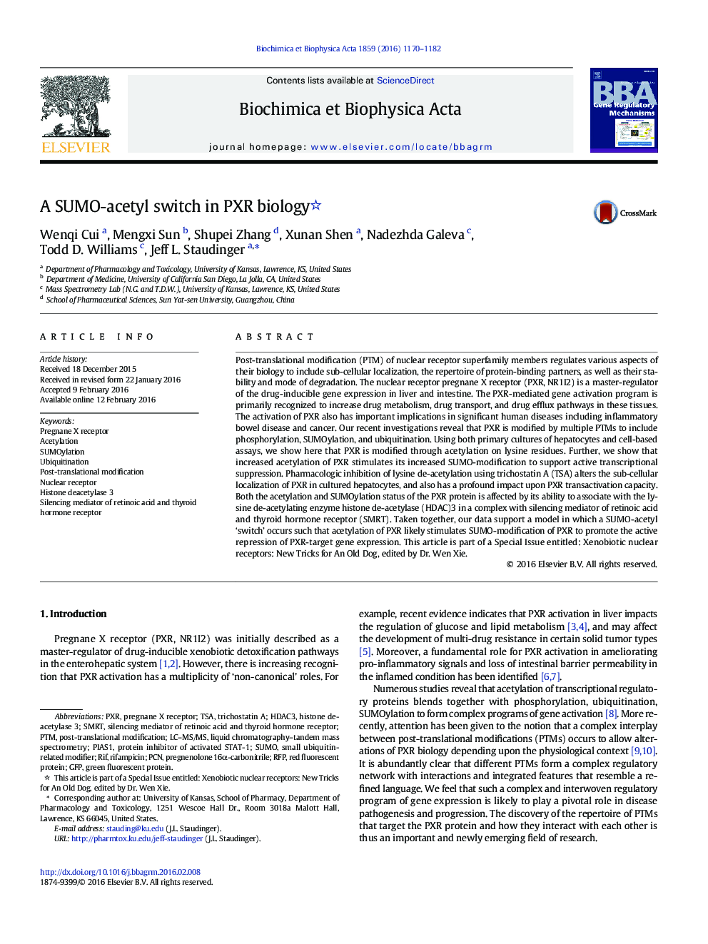 A SUMO-acetyl switch in PXR biology 