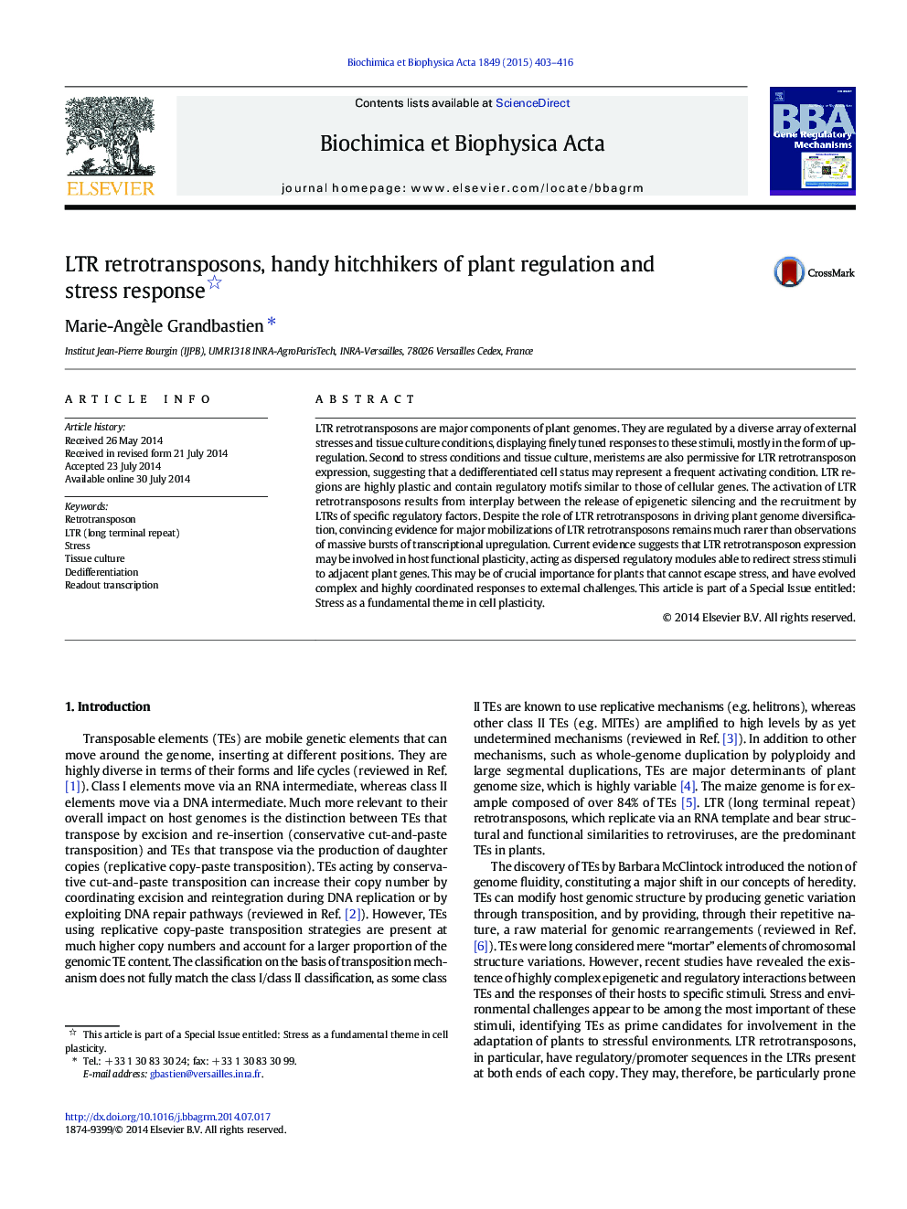 LTR retrotransposons, handy hitchhikers of plant regulation and stress response 