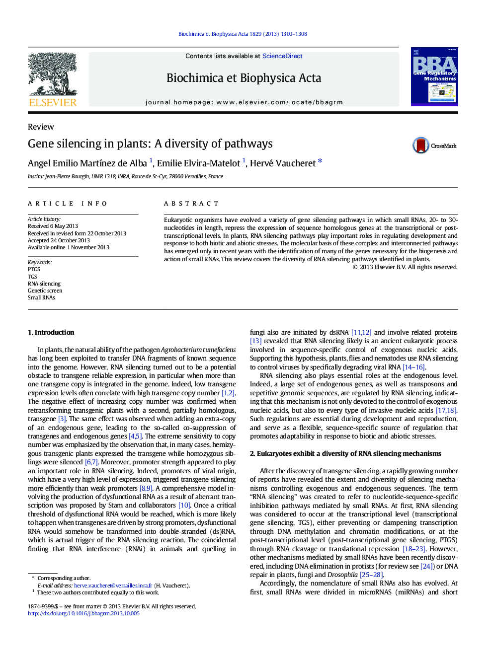 Gene silencing in plants: A diversity of pathways