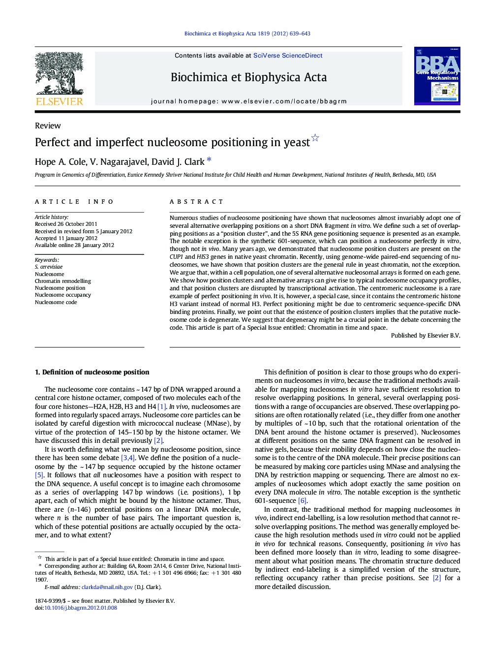 Perfect and imperfect nucleosome positioning in yeast 