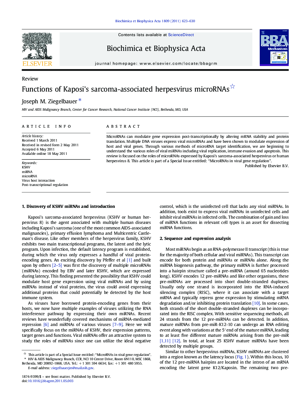 Functions of Kaposi's sarcoma-associated herpesvirus microRNAs 