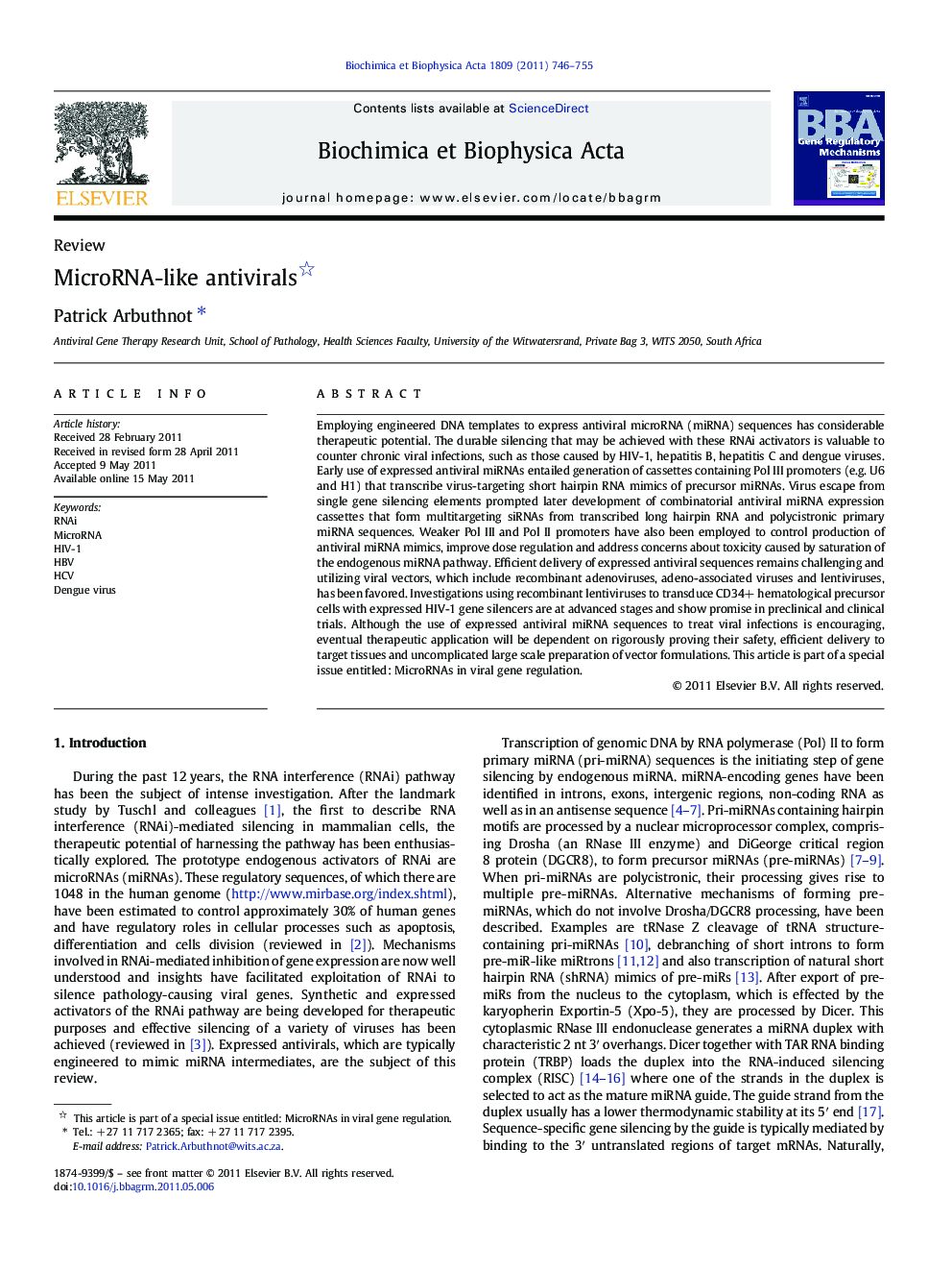 MicroRNA-like antivirals 