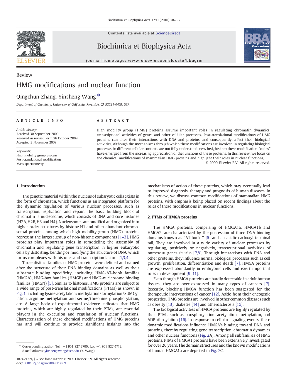 HMG modifications and nuclear function