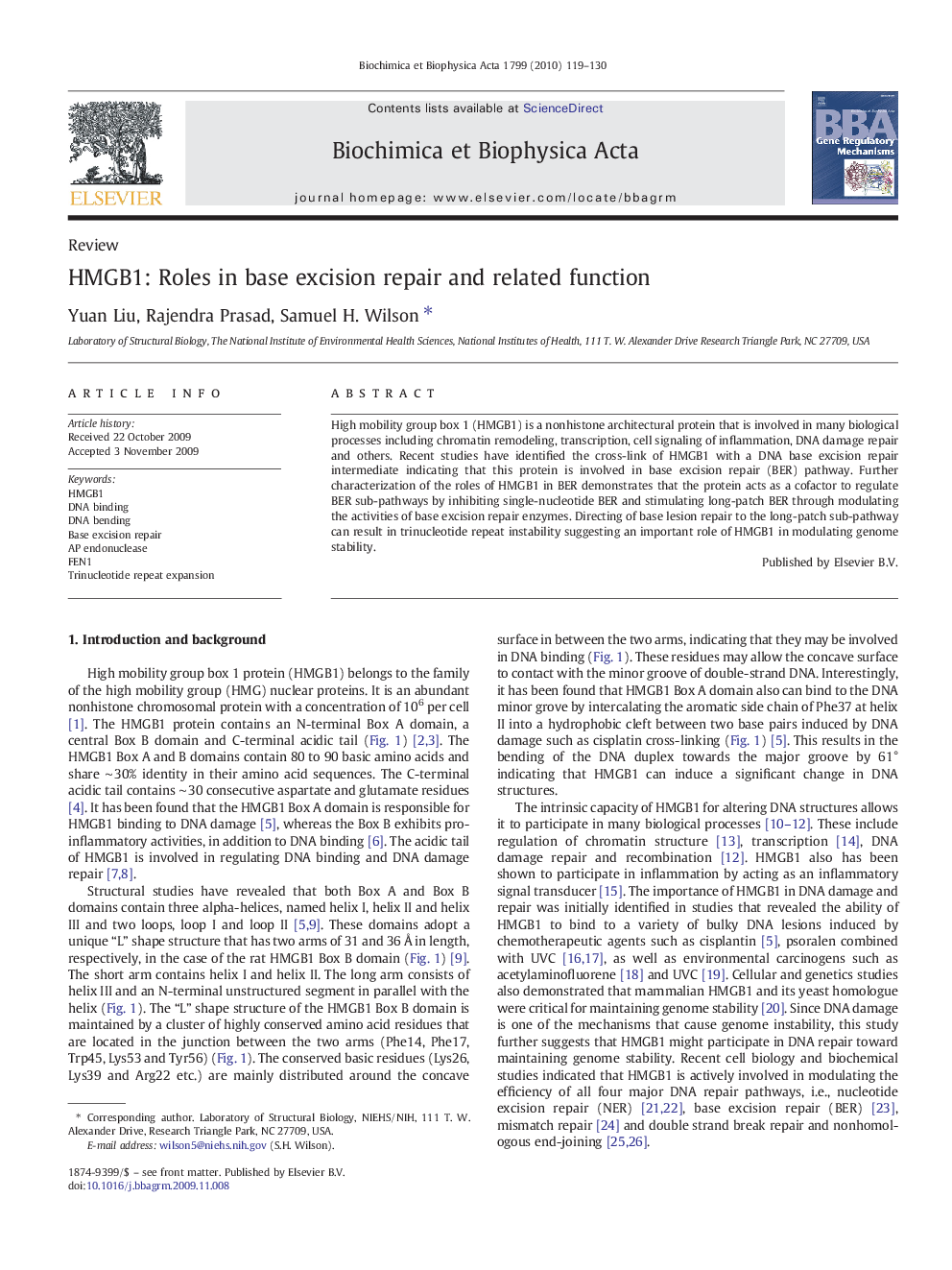 HMGB1: Roles in base excision repair and related function