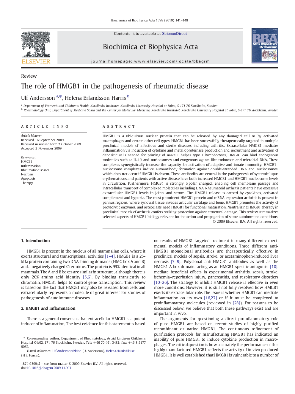 The role of HMGB1 in the pathogenesis of rheumatic disease