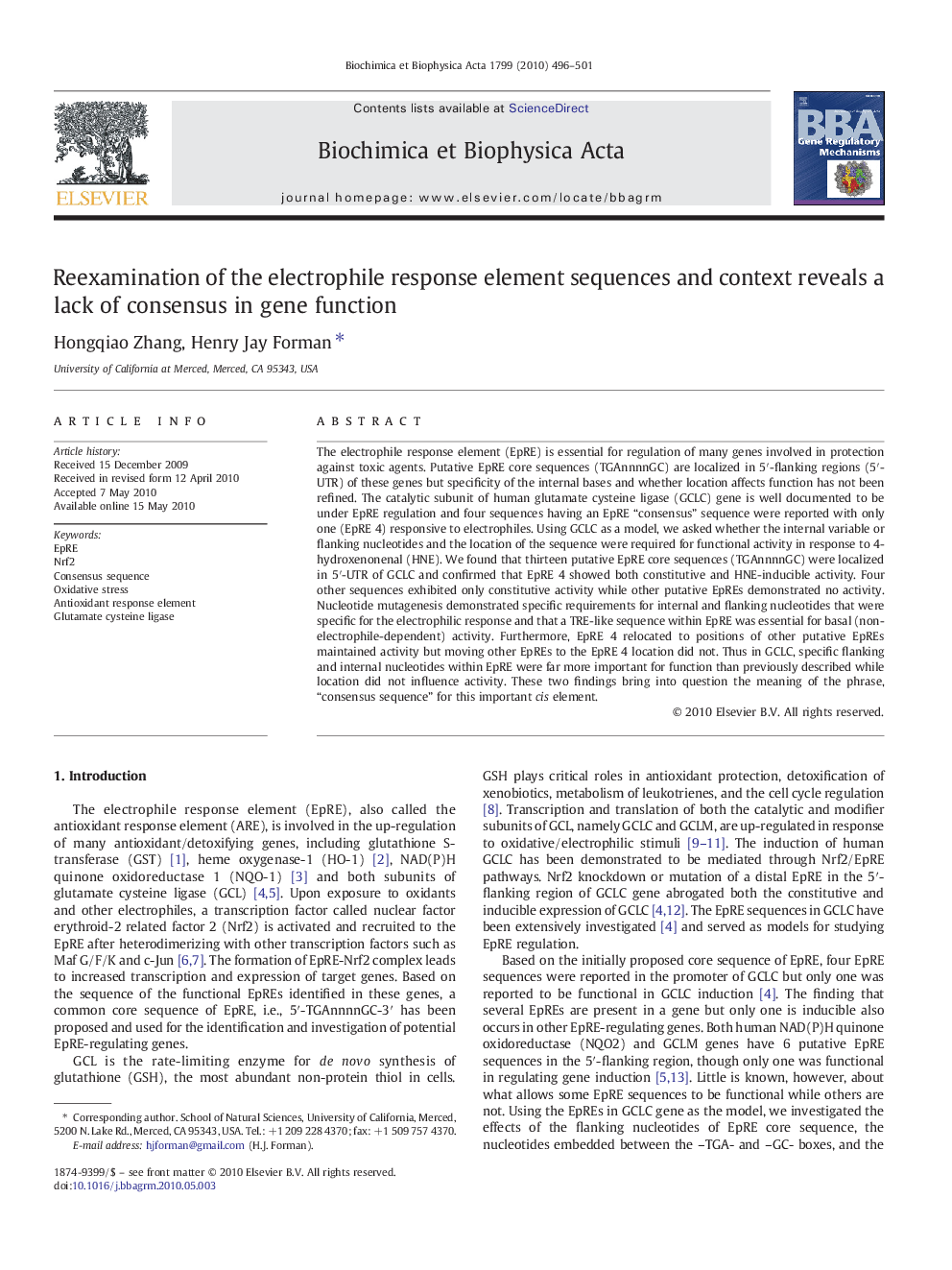 Reexamination of the electrophile response element sequences and context reveals a lack of consensus in gene function