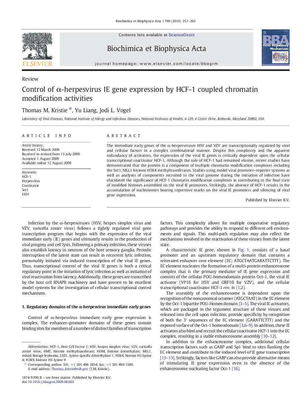 Control of α-herpesvirus IE gene expression by HCF-1 coupled chromatin modification activities