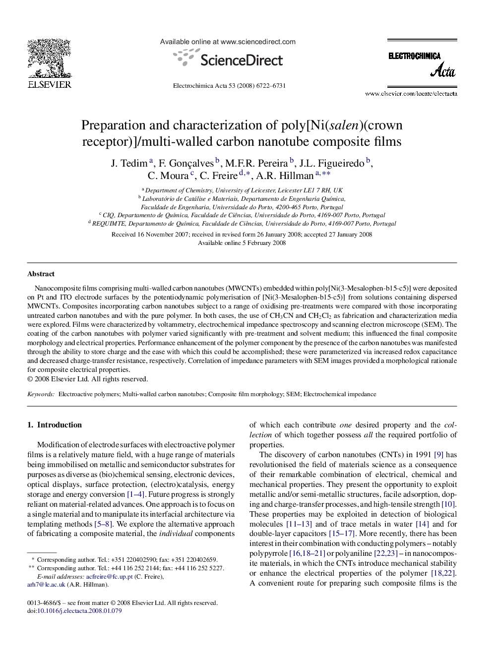 Preparation and characterization of poly[Ni(salen)(crown receptor)]/multi-walled carbon nanotube composite films