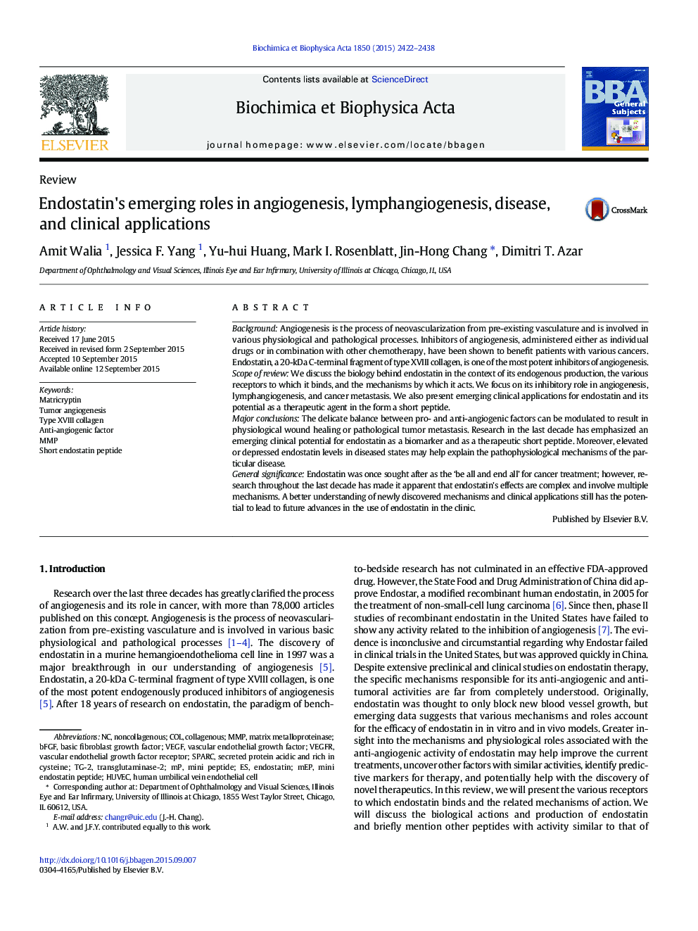 Endostatin's emerging roles in angiogenesis, lymphangiogenesis, disease, and clinical applications