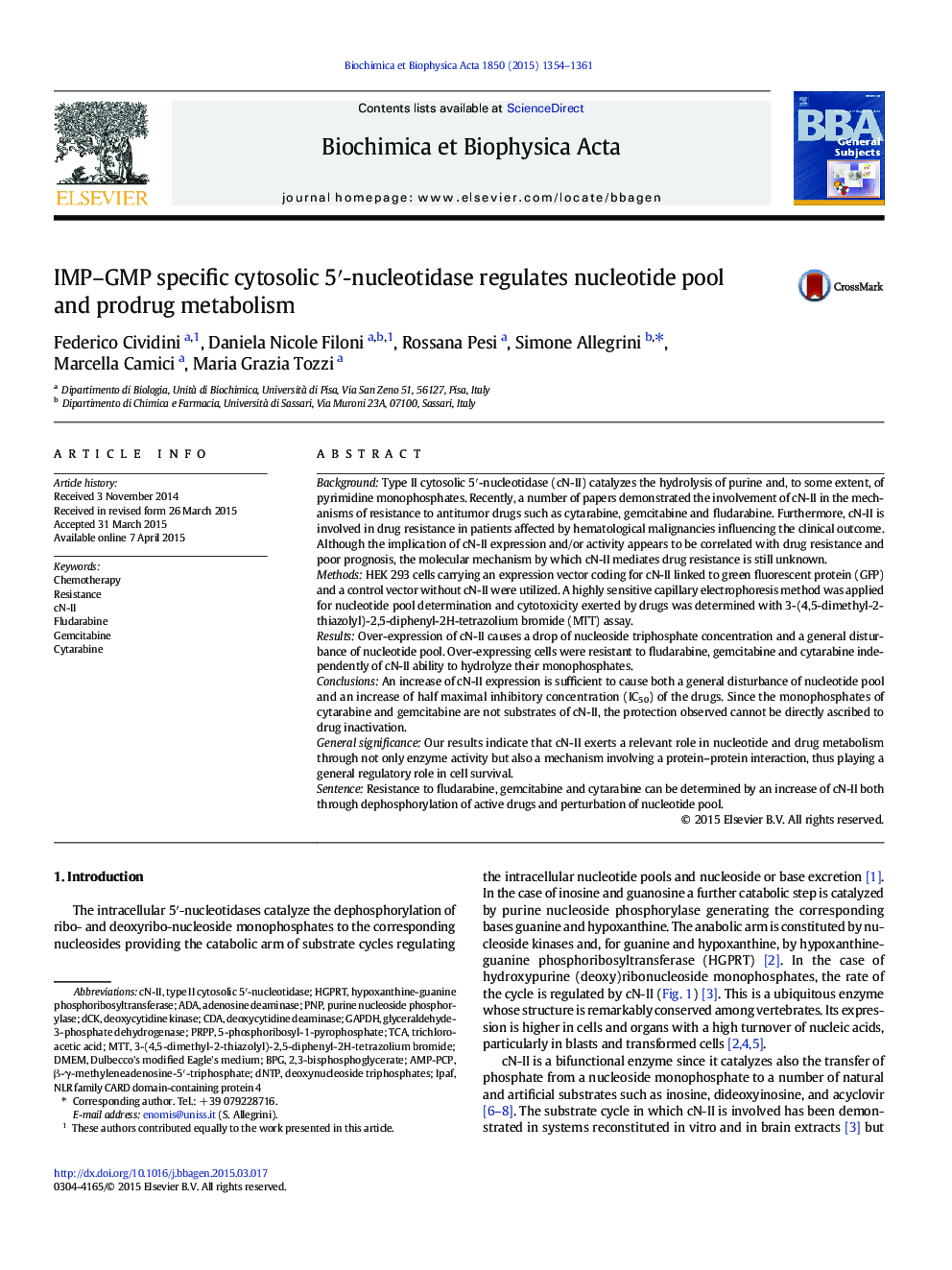 IMP–GMP specific cytosolic 5′-nucleotidase regulates nucleotide pool and prodrug metabolism