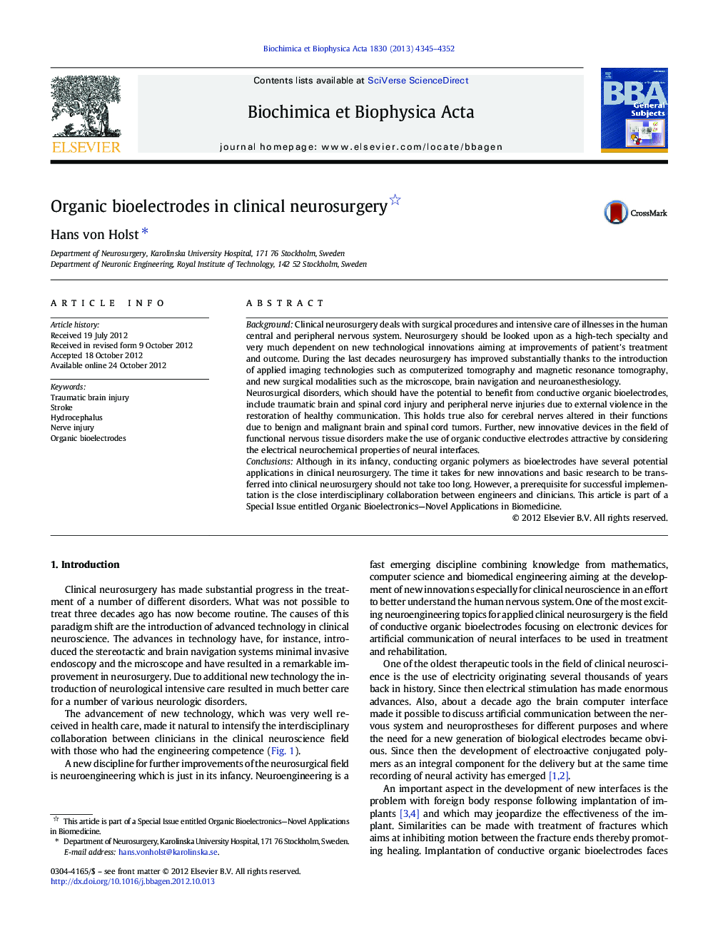 Organic bioelectrodes in clinical neurosurgery