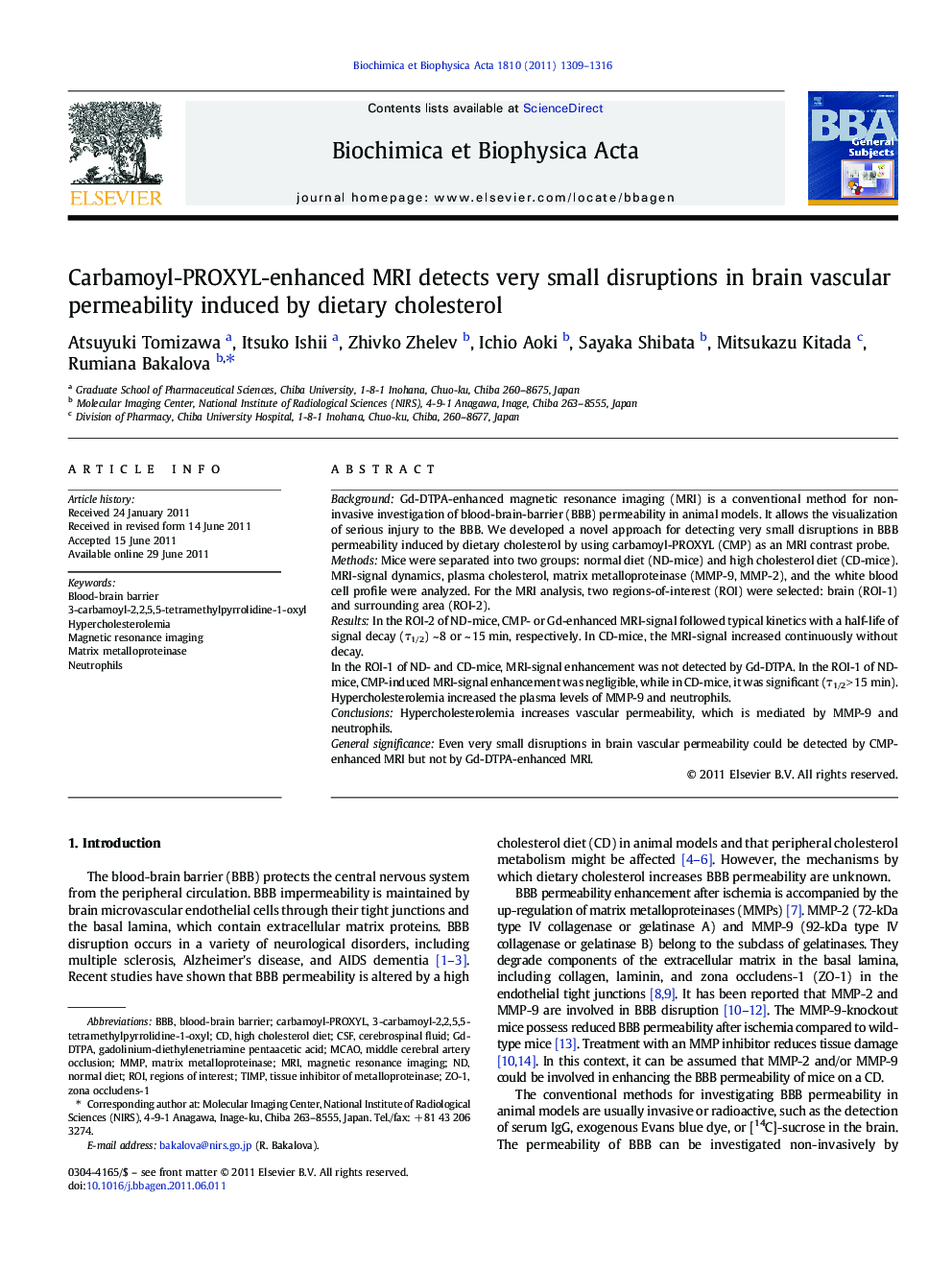 Carbamoyl-PROXYL-enhanced MRI detects very small disruptions in brain vascular permeability induced by dietary cholesterol