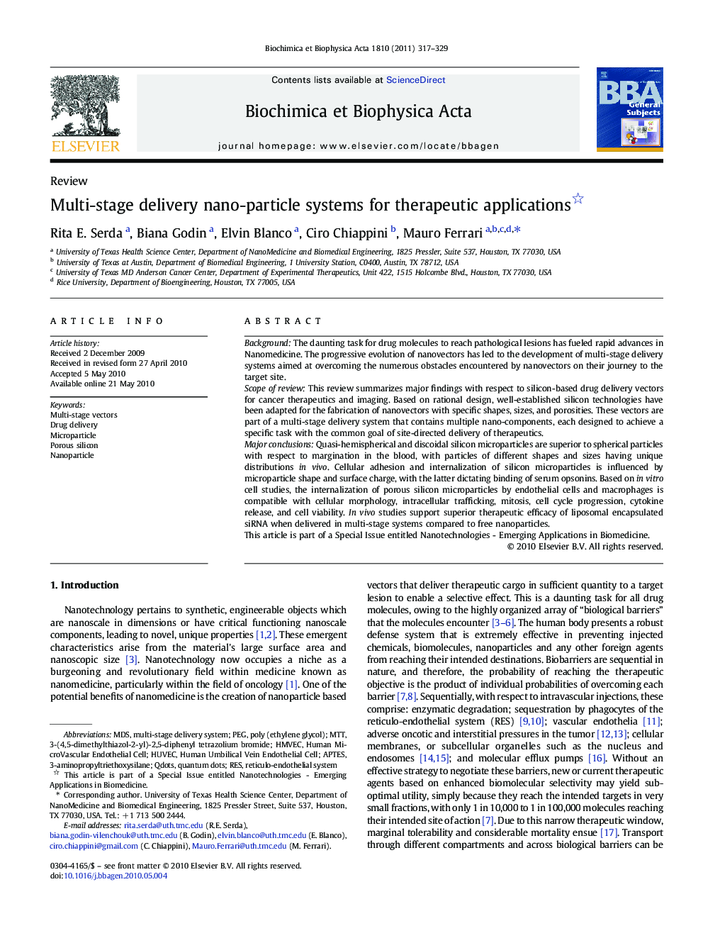 Multi-stage delivery nano-particle systems for therapeutic applications 