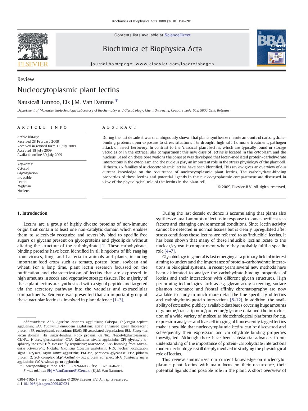 Nucleocytoplasmic plant lectins