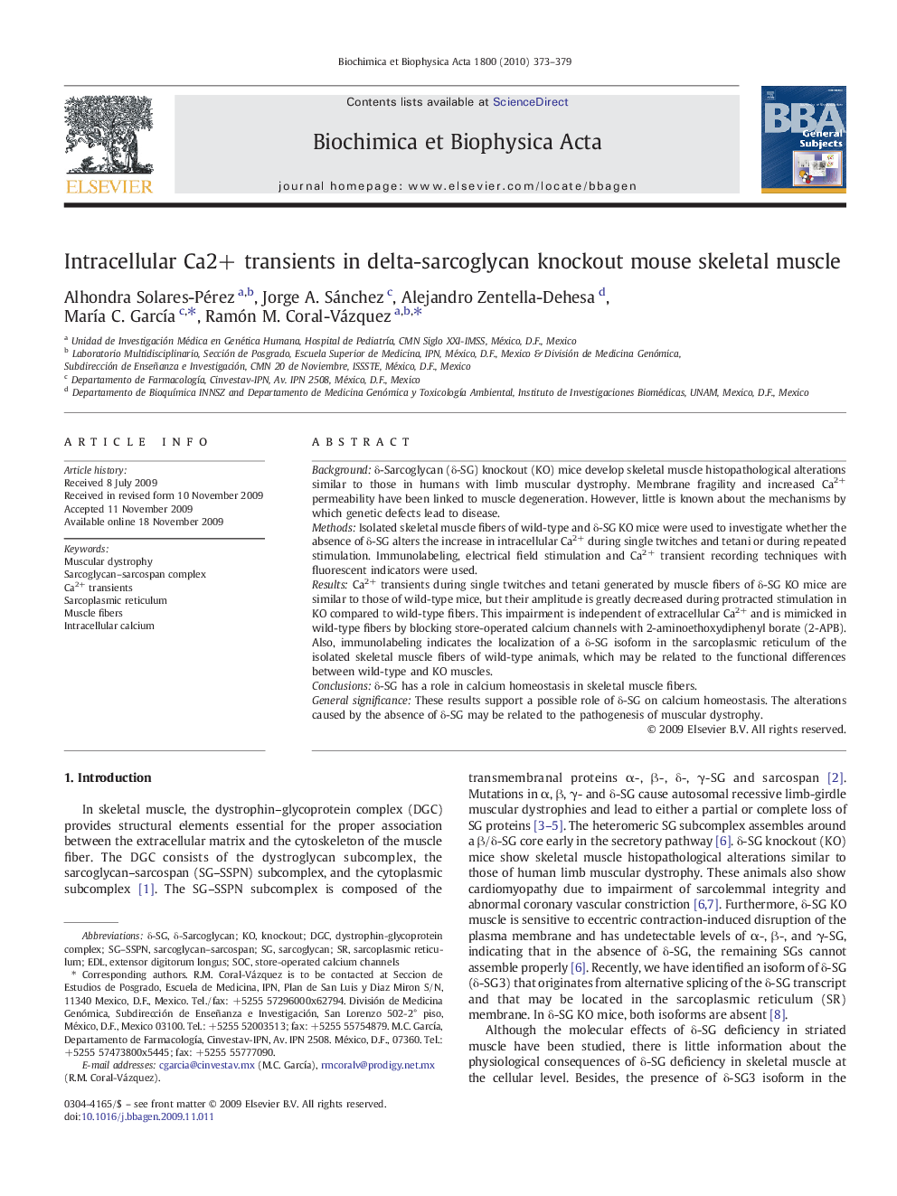 Intracellular Ca2+ transients in delta-sarcoglycan knockout mouse skeletal muscle