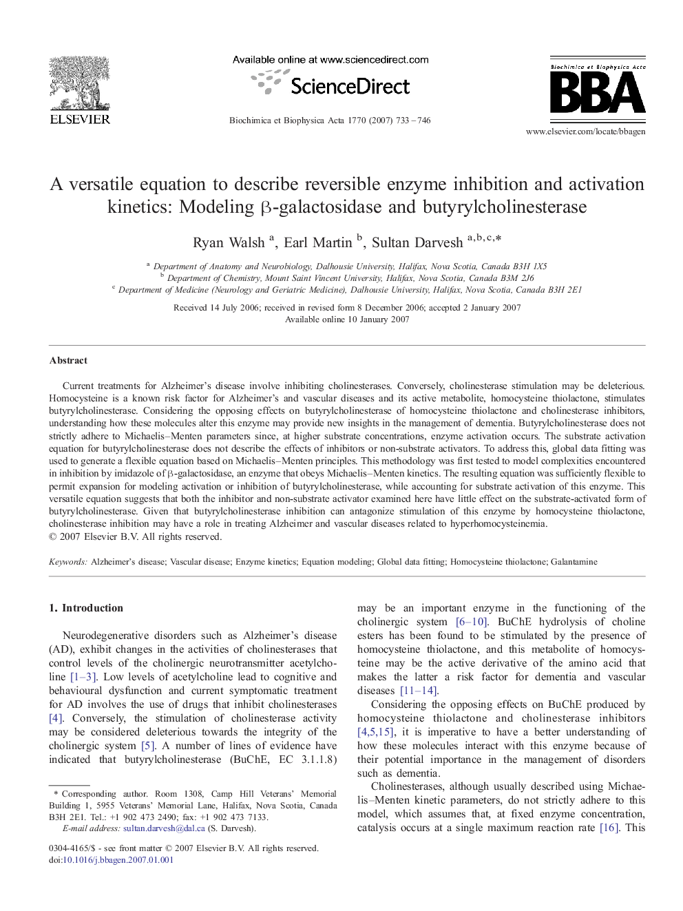 A versatile equation to describe reversible enzyme inhibition and activation kinetics: Modeling β-galactosidase and butyrylcholinesterase