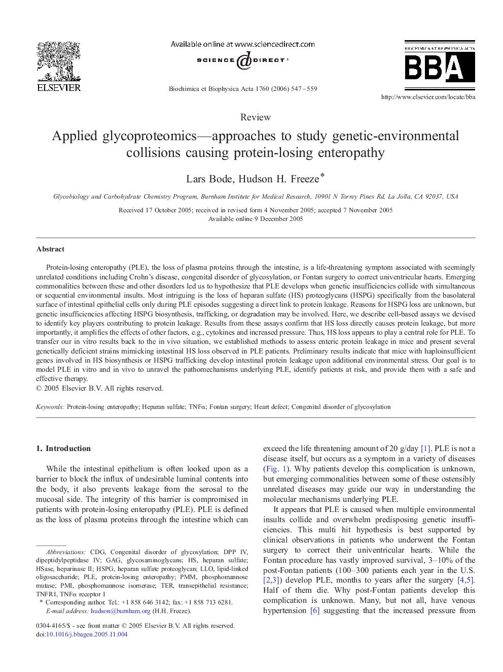 Applied glycoproteomics—approaches to study genetic-environmental collisions causing protein-losing enteropathy