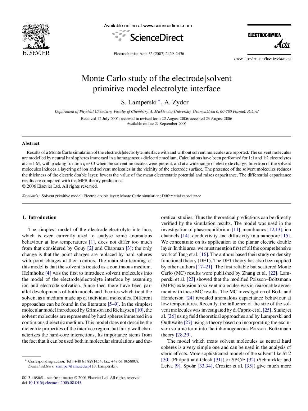 Monte Carlo study of the electrode|solvent primitive model electrolyte interface