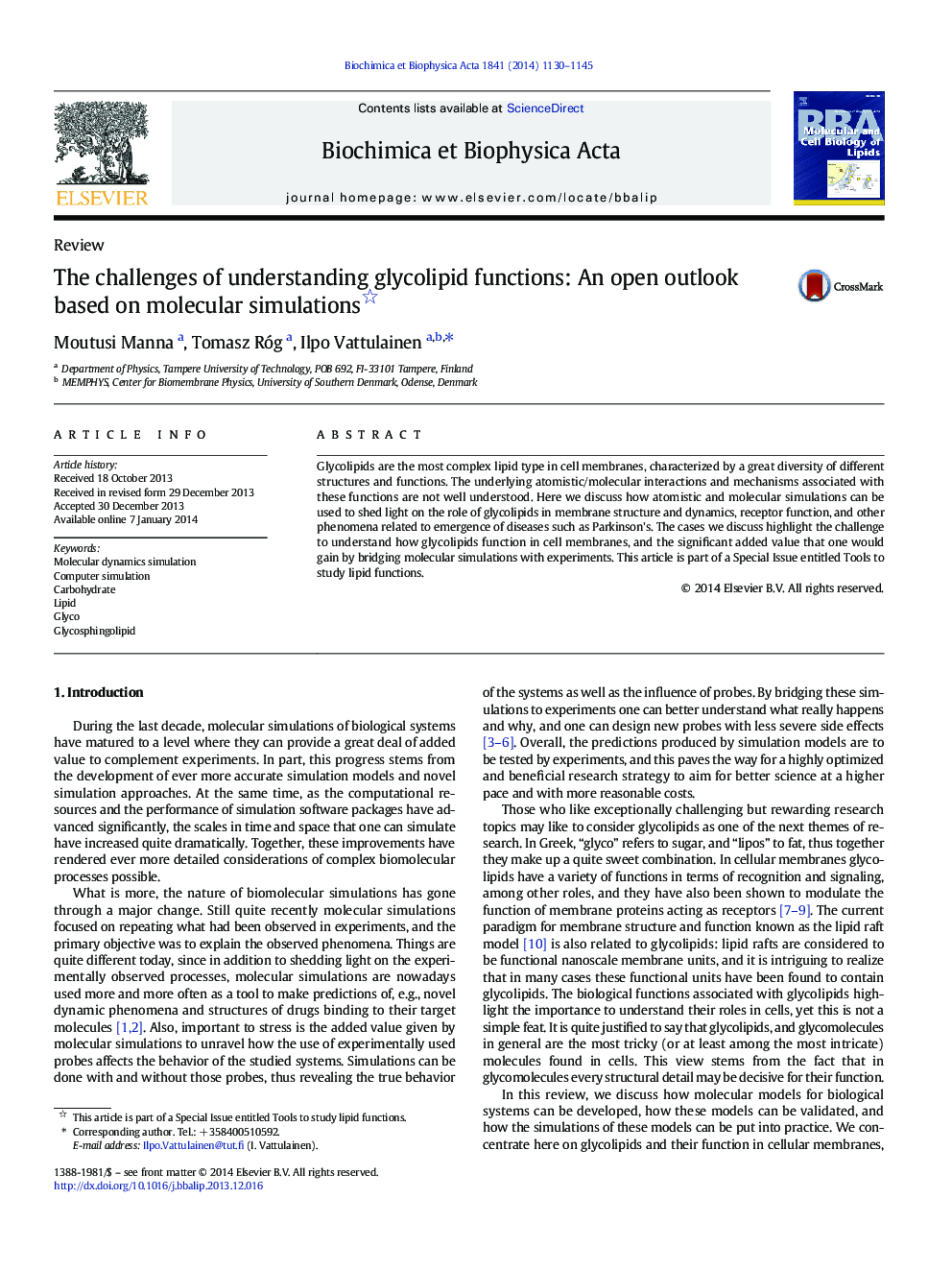 The challenges of understanding glycolipid functions: An open outlook based on molecular simulations