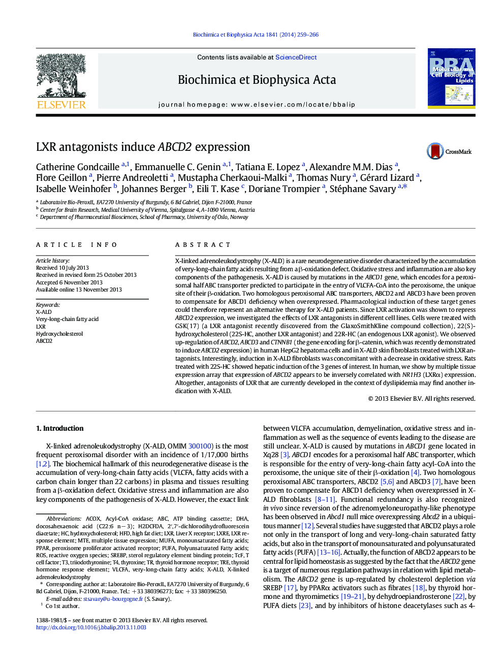 LXR antagonists induce ABCD2 expression