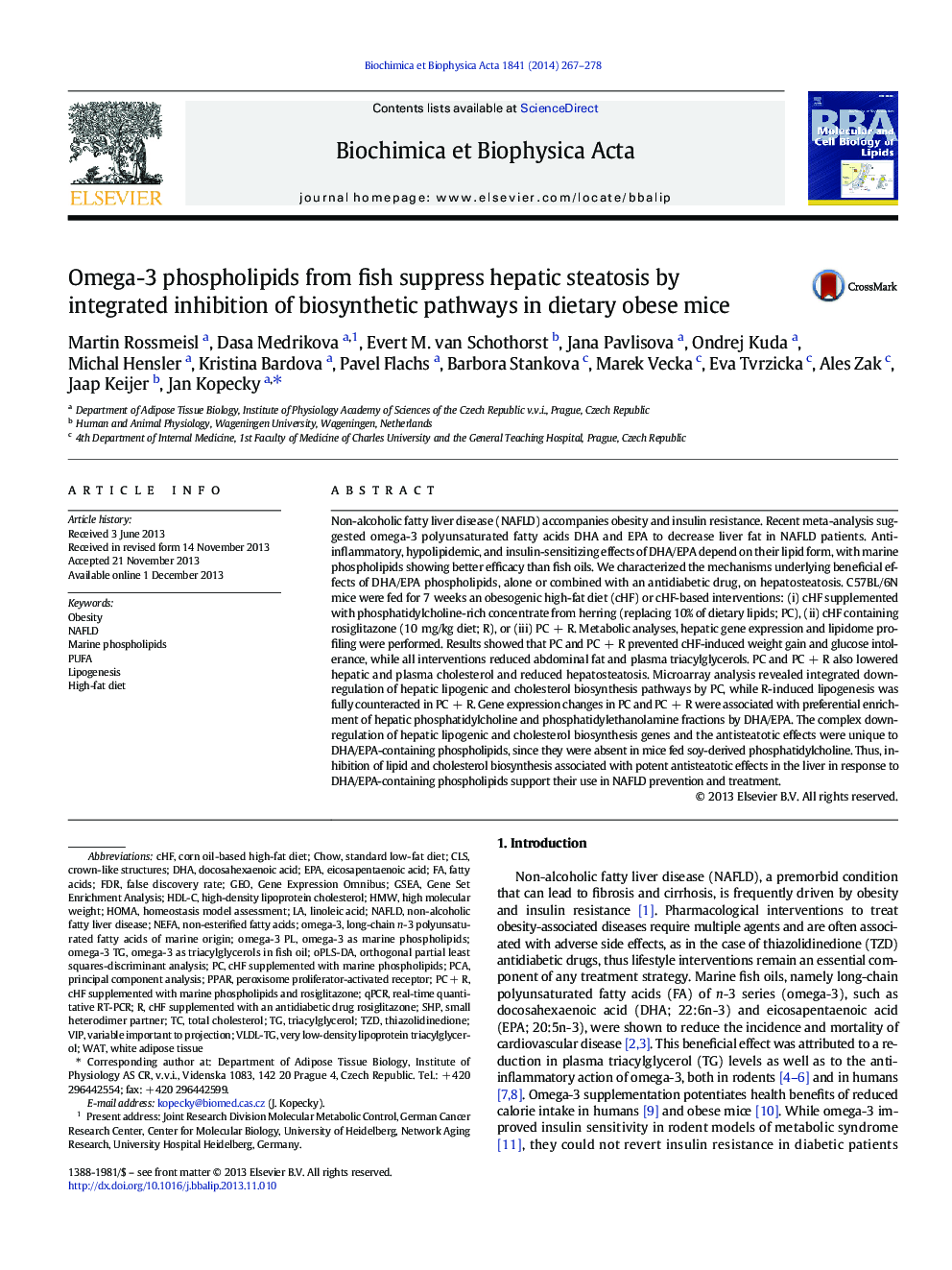 Omega-3 phospholipids from fish suppress hepatic steatosis by integrated inhibition of biosynthetic pathways in dietary obese mice