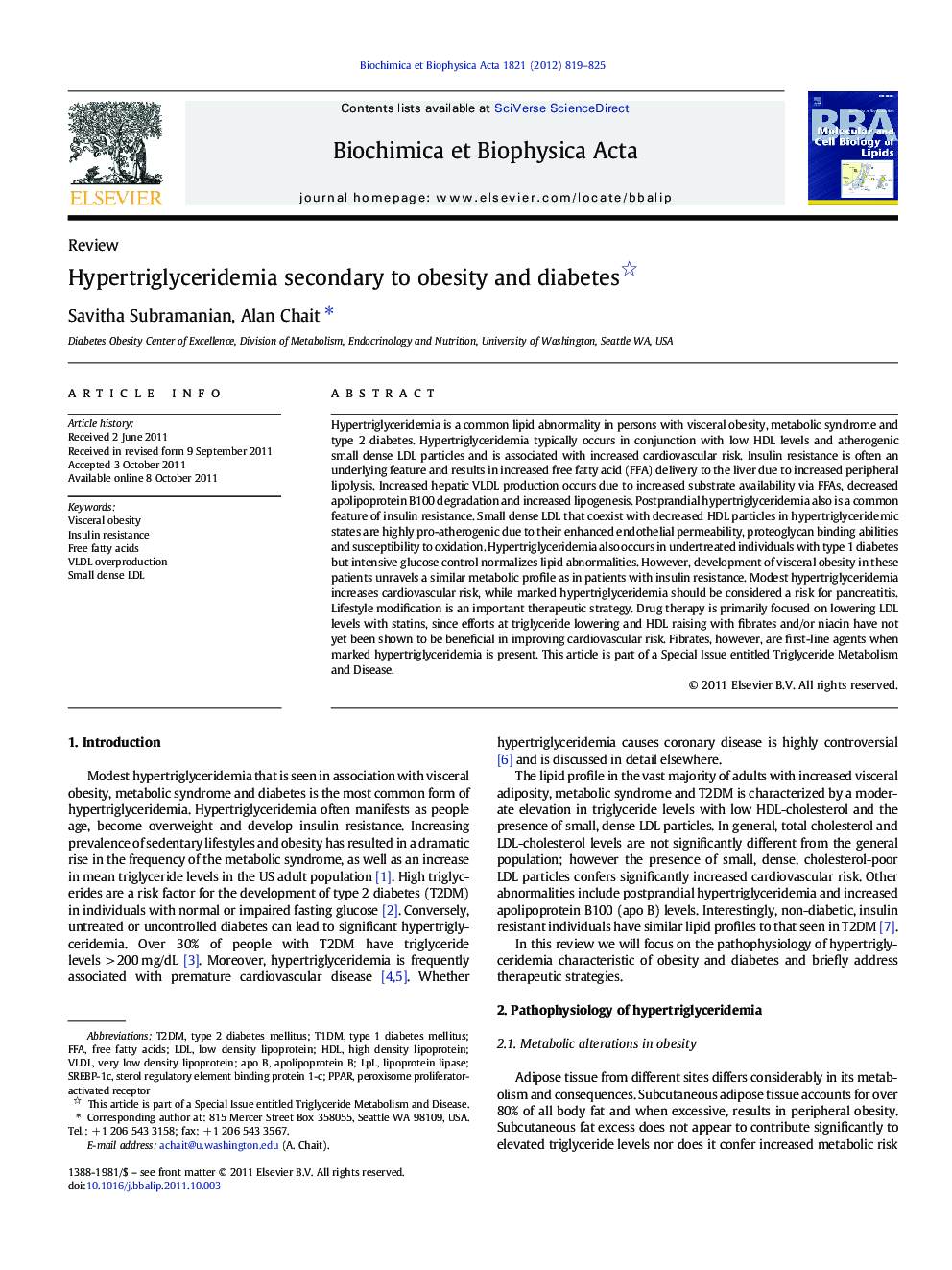 Hypertriglyceridemia secondary to obesity and diabetes 