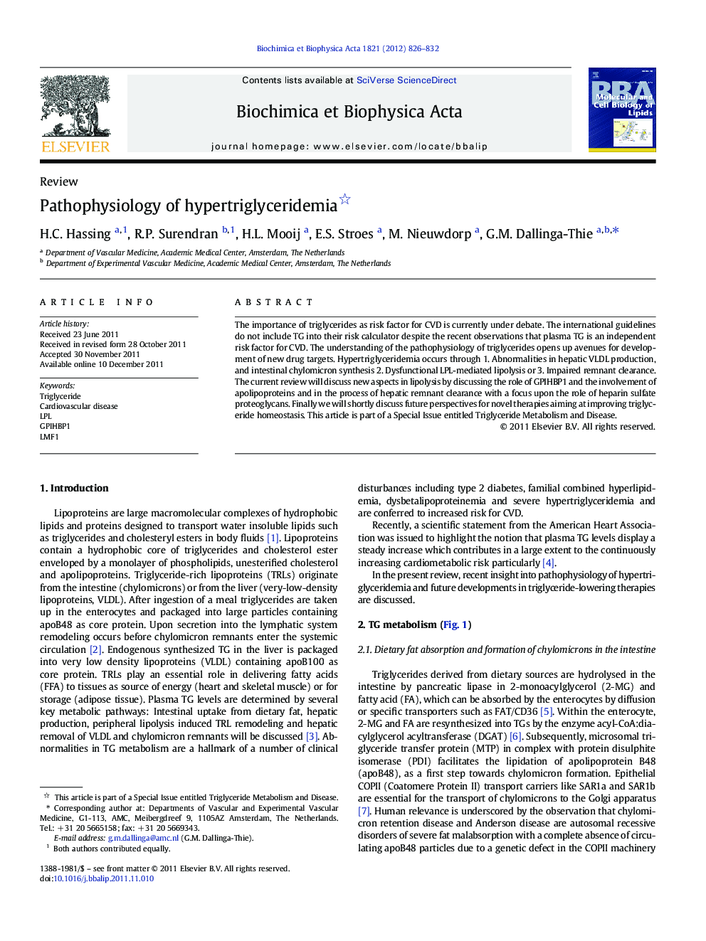 Pathophysiology of hypertriglyceridemia 