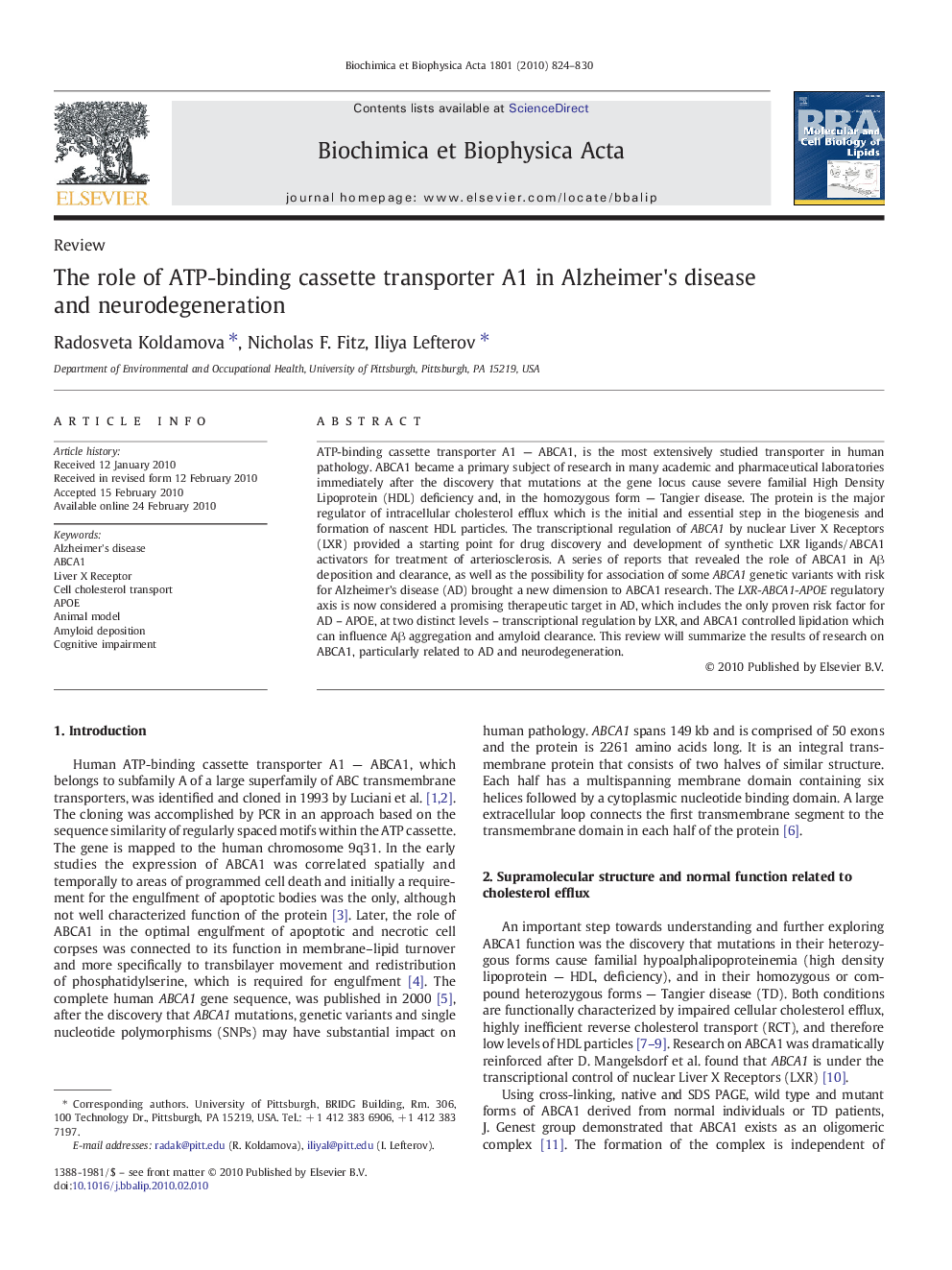 The role of ATP-binding cassette transporter A1 in Alzheimer's disease and neurodegeneration