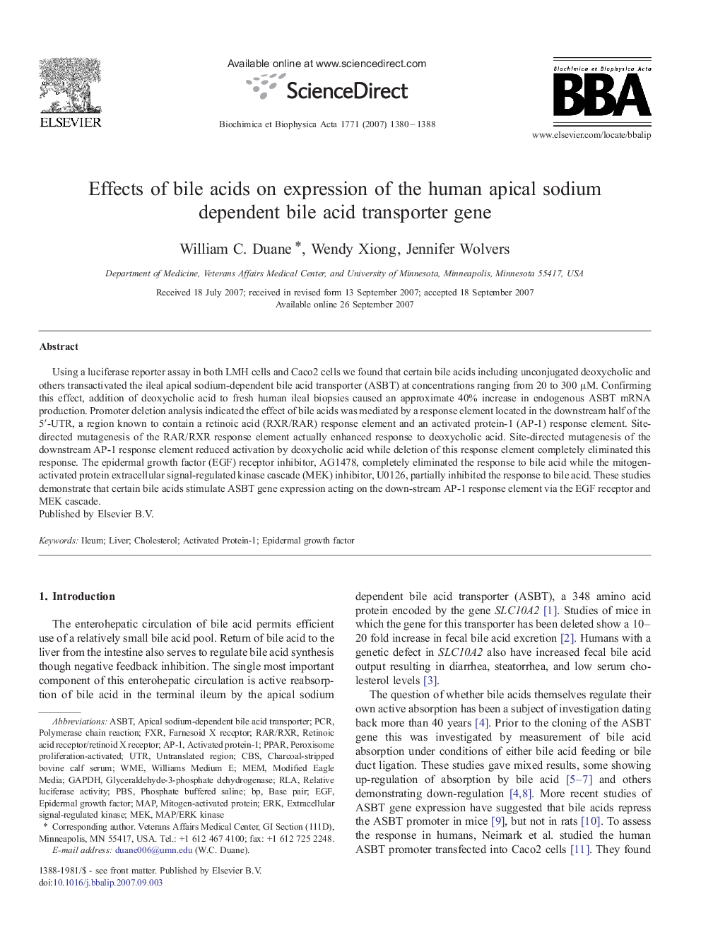 Effects of bile acids on expression of the human apical sodium dependent bile acid transporter gene