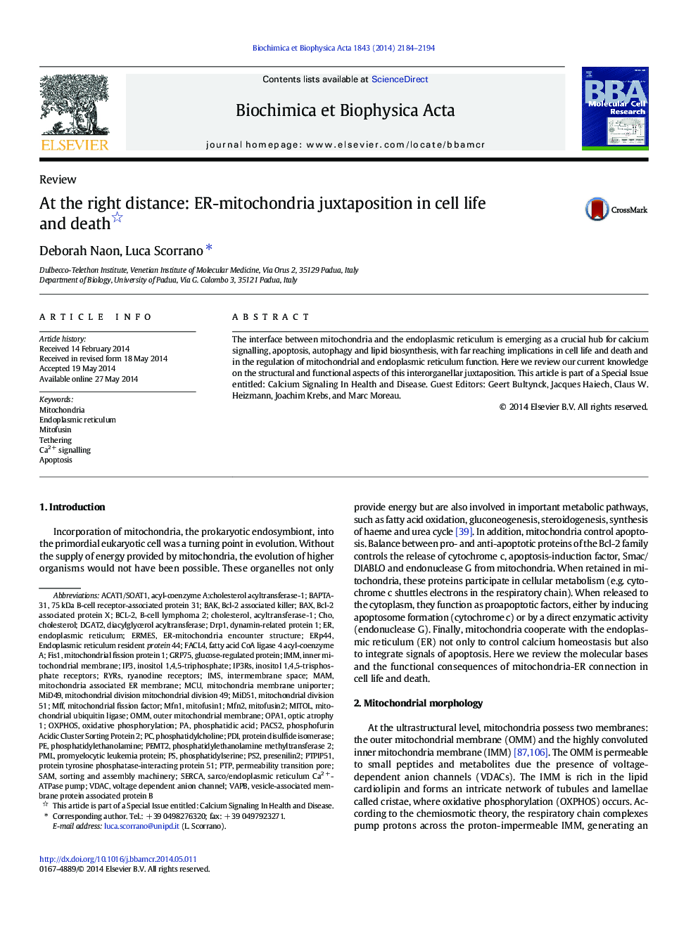 At the right distance: ER-mitochondria juxtaposition in cell life and death 