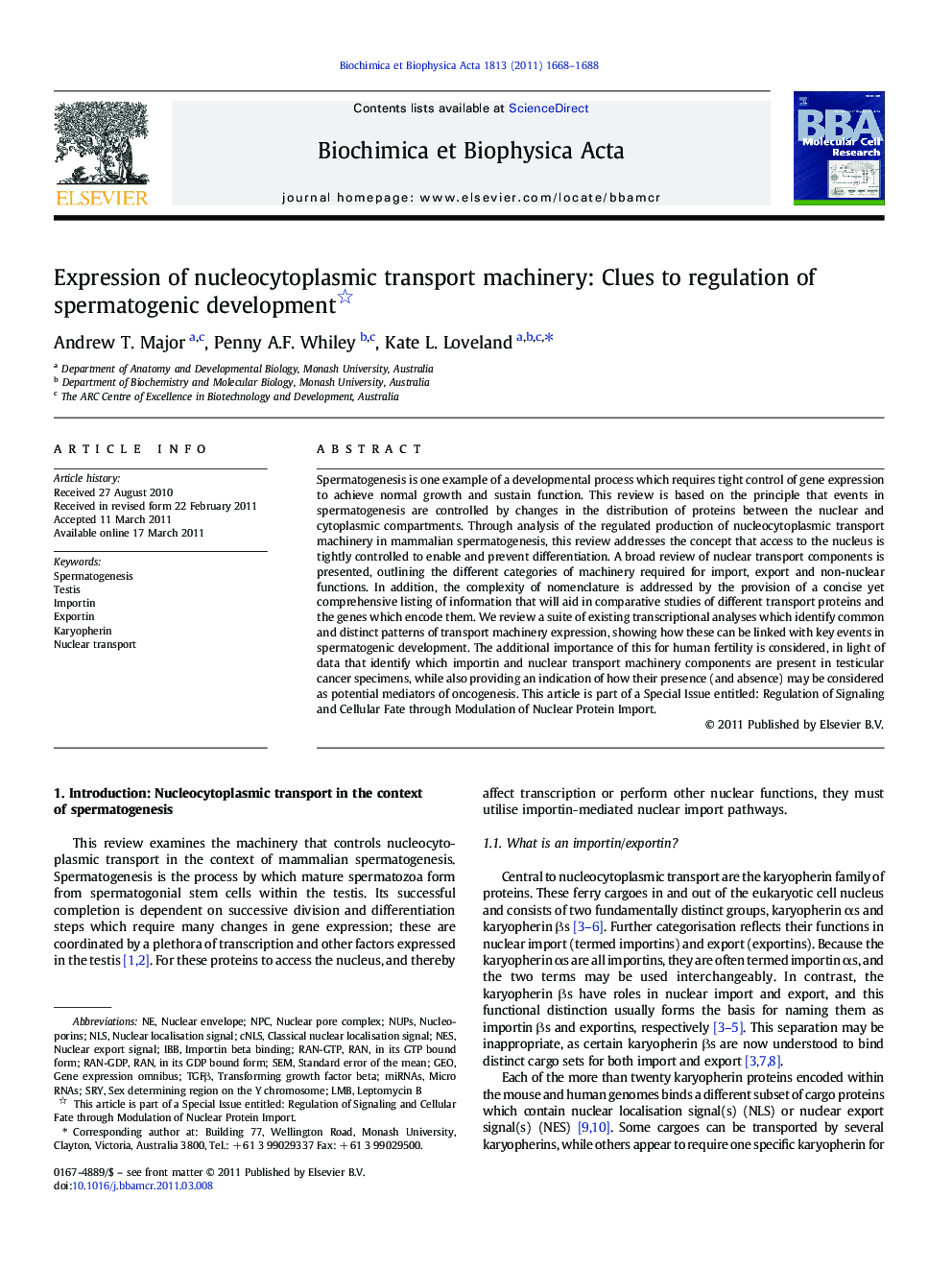 Expression of nucleocytoplasmic transport machinery: Clues to regulation of spermatogenic development 