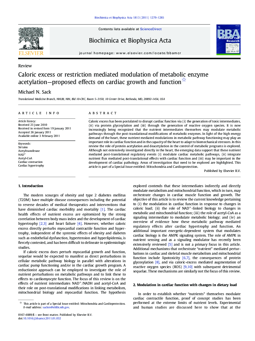 Caloric excess or restriction mediated modulation of metabolic enzyme acetylation—proposed effects on cardiac growth and function 