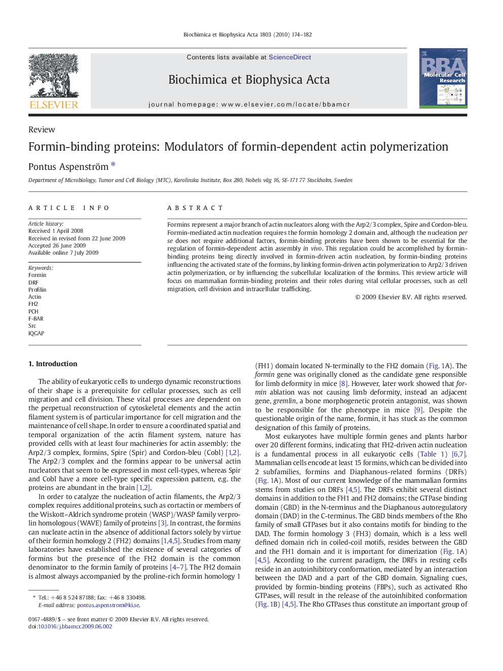 Formin-binding proteins: Modulators of formin-dependent actin polymerization