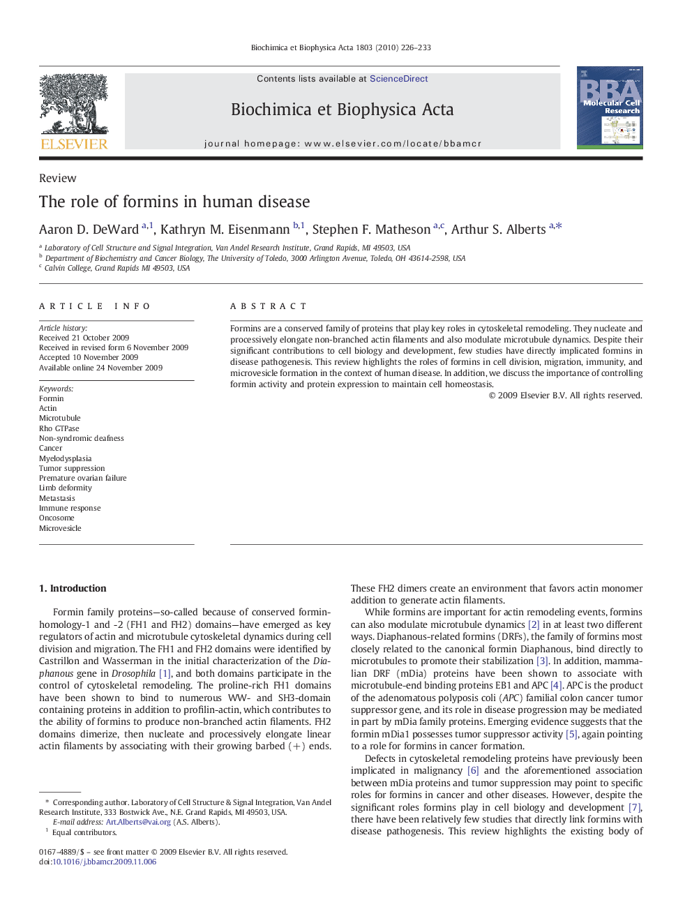 The role of formins in human disease