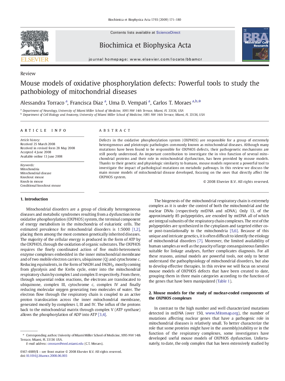 Mouse models of oxidative phosphorylation defects: Powerful tools to study the pathobiology of mitochondrial diseases