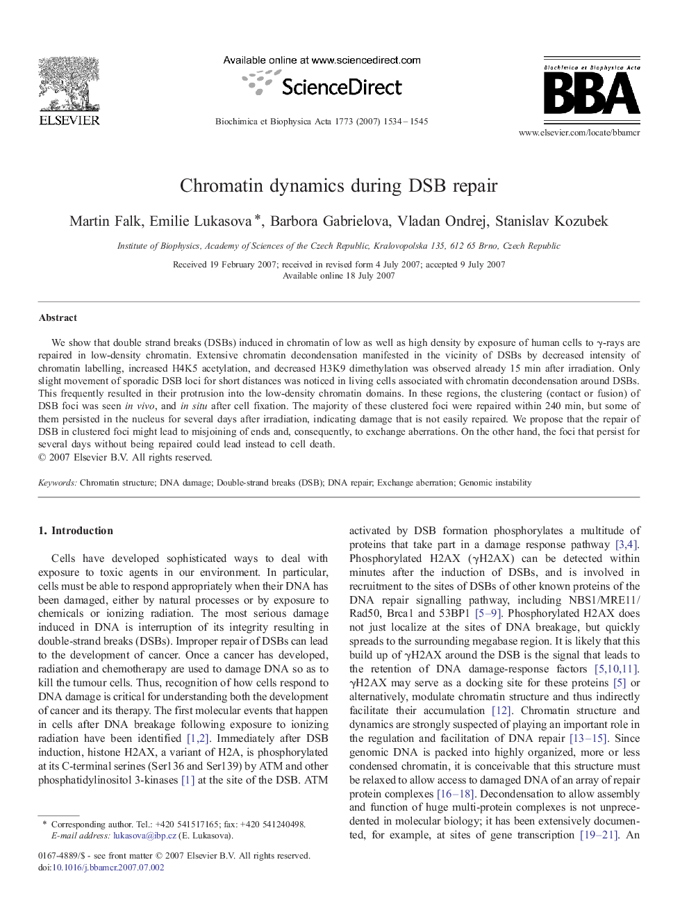 Chromatin dynamics during DSB repair