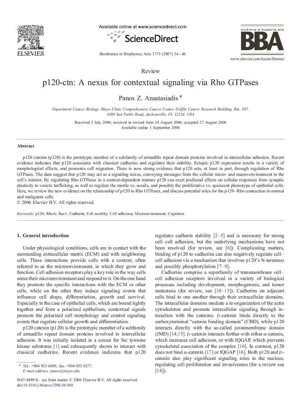 p120-ctn: A nexus for contextual signaling via Rho GTPases