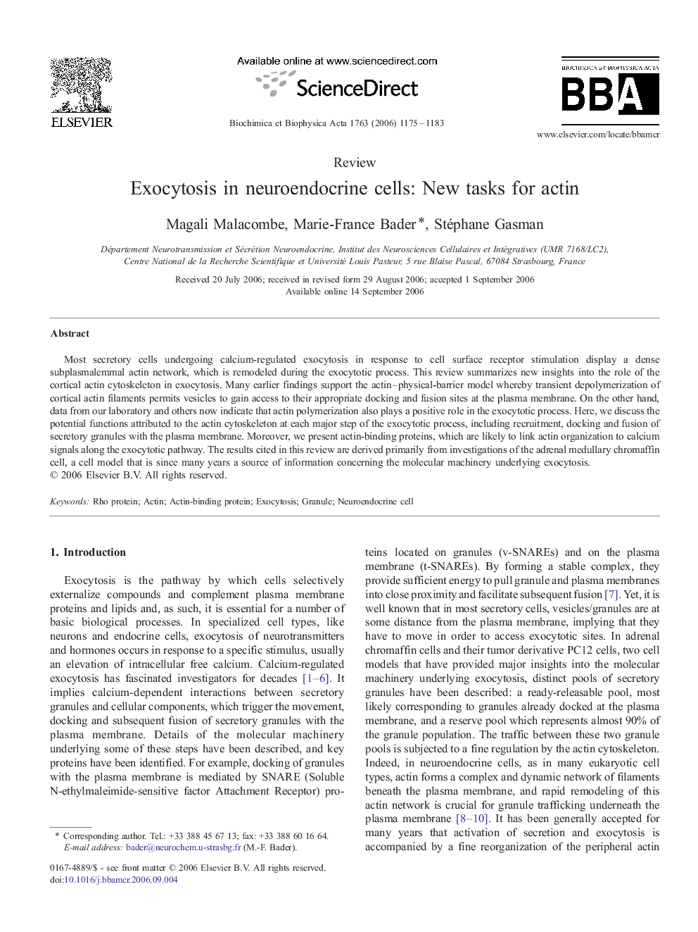 Exocytosis in neuroendocrine cells: New tasks for actin