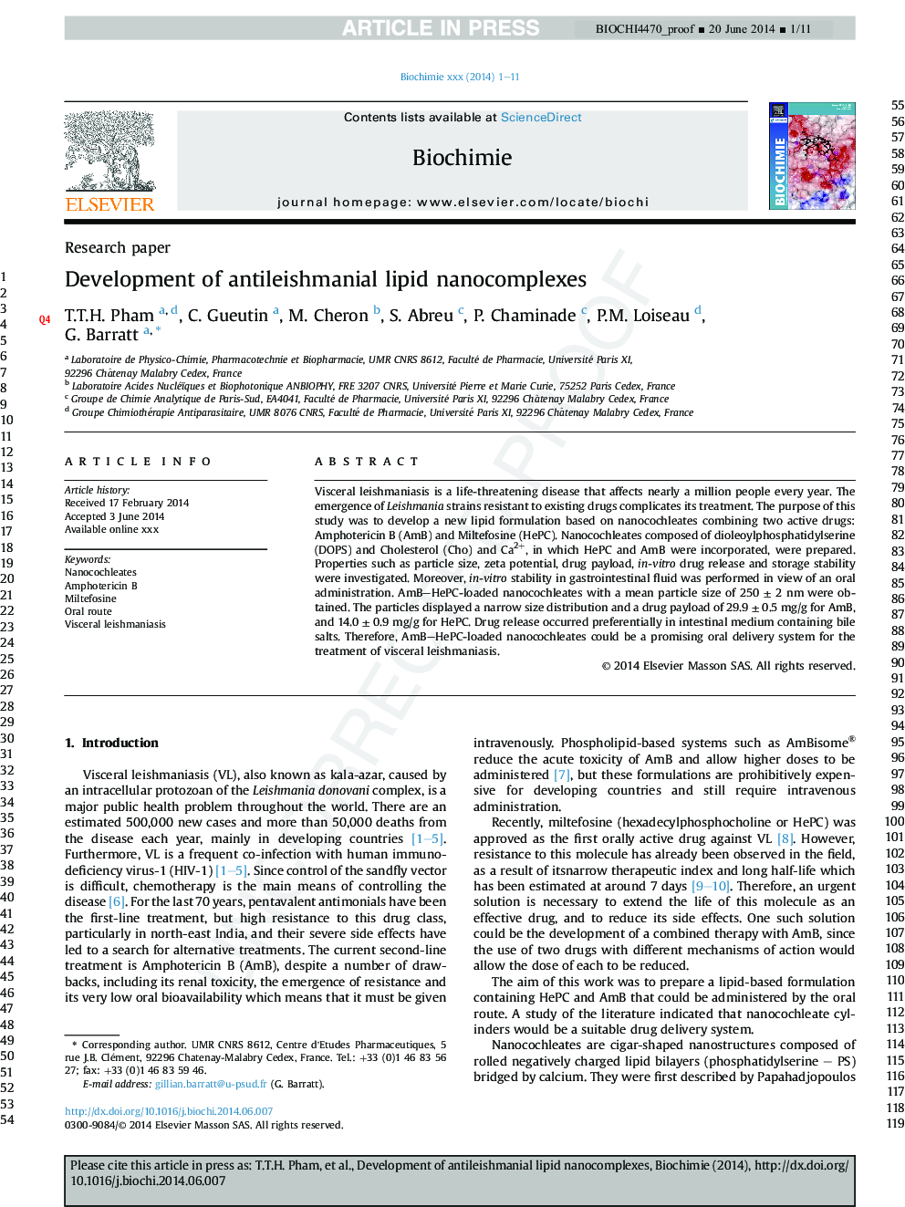 Development of antileishmanial lipid nanocomplexes