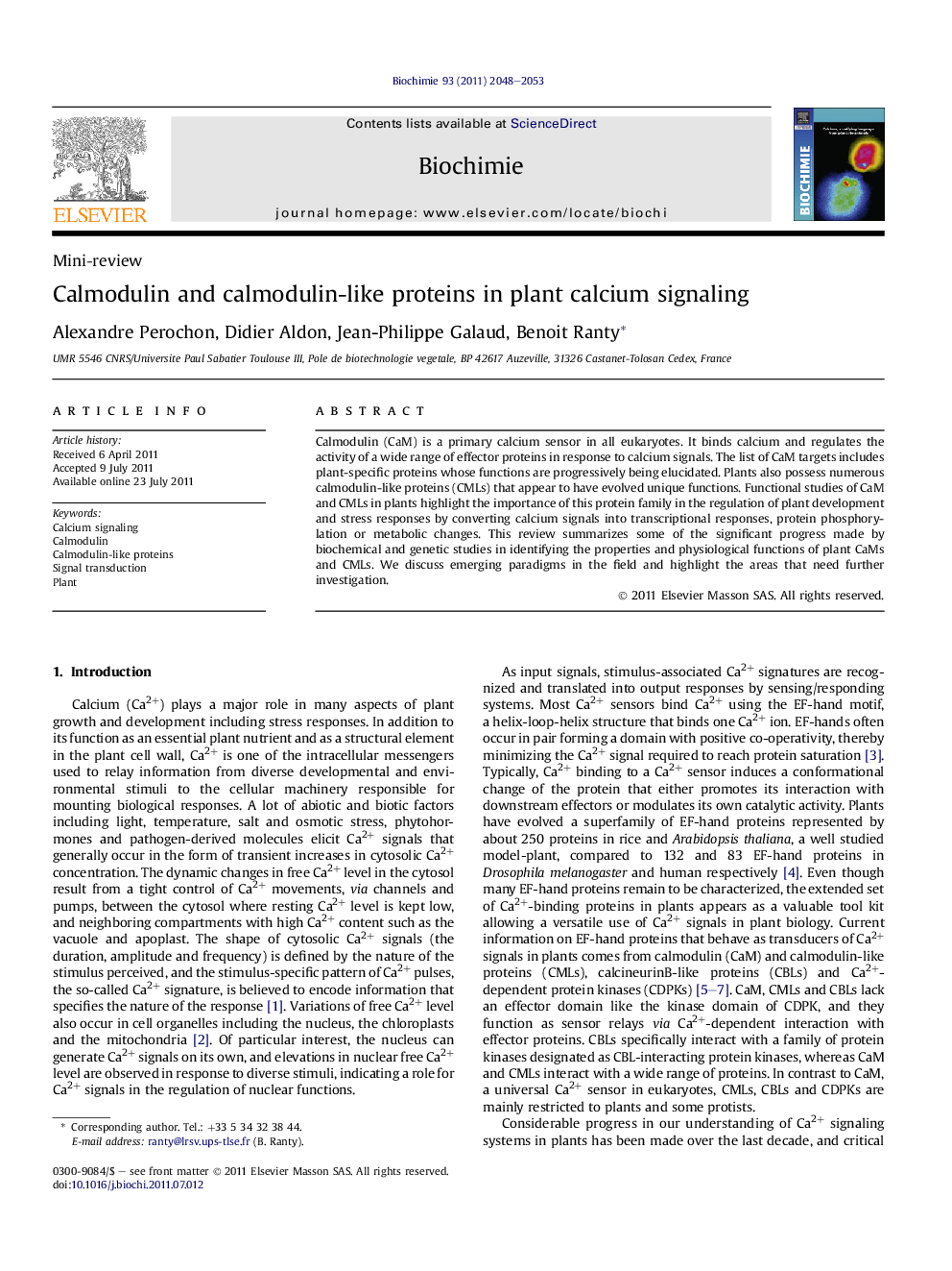 Calmodulin and calmodulin-like proteins in plant calcium signaling