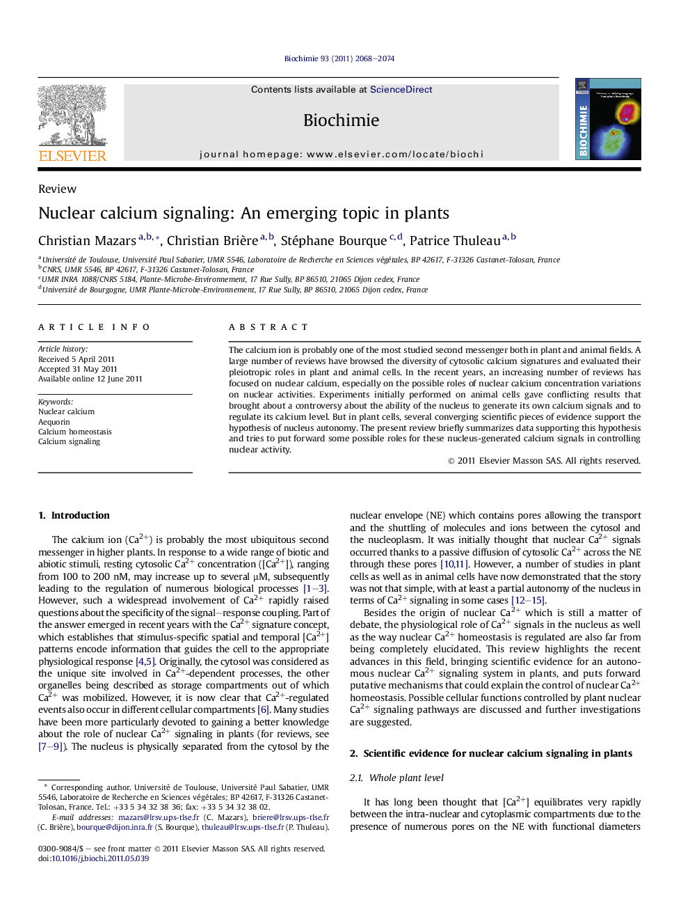 Nuclear calcium signaling: An emerging topic in plants