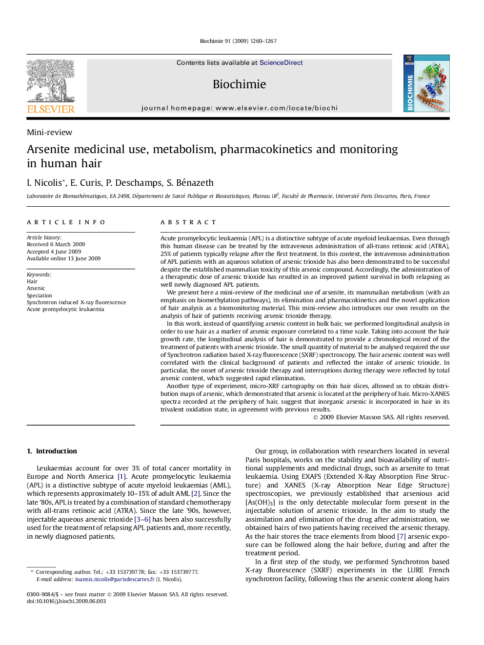 Arsenite medicinal use, metabolism, pharmacokinetics and monitoring in human hair