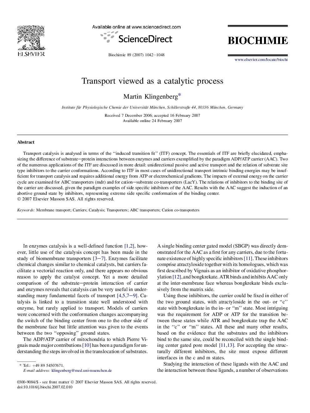 Transport viewed as a catalytic process