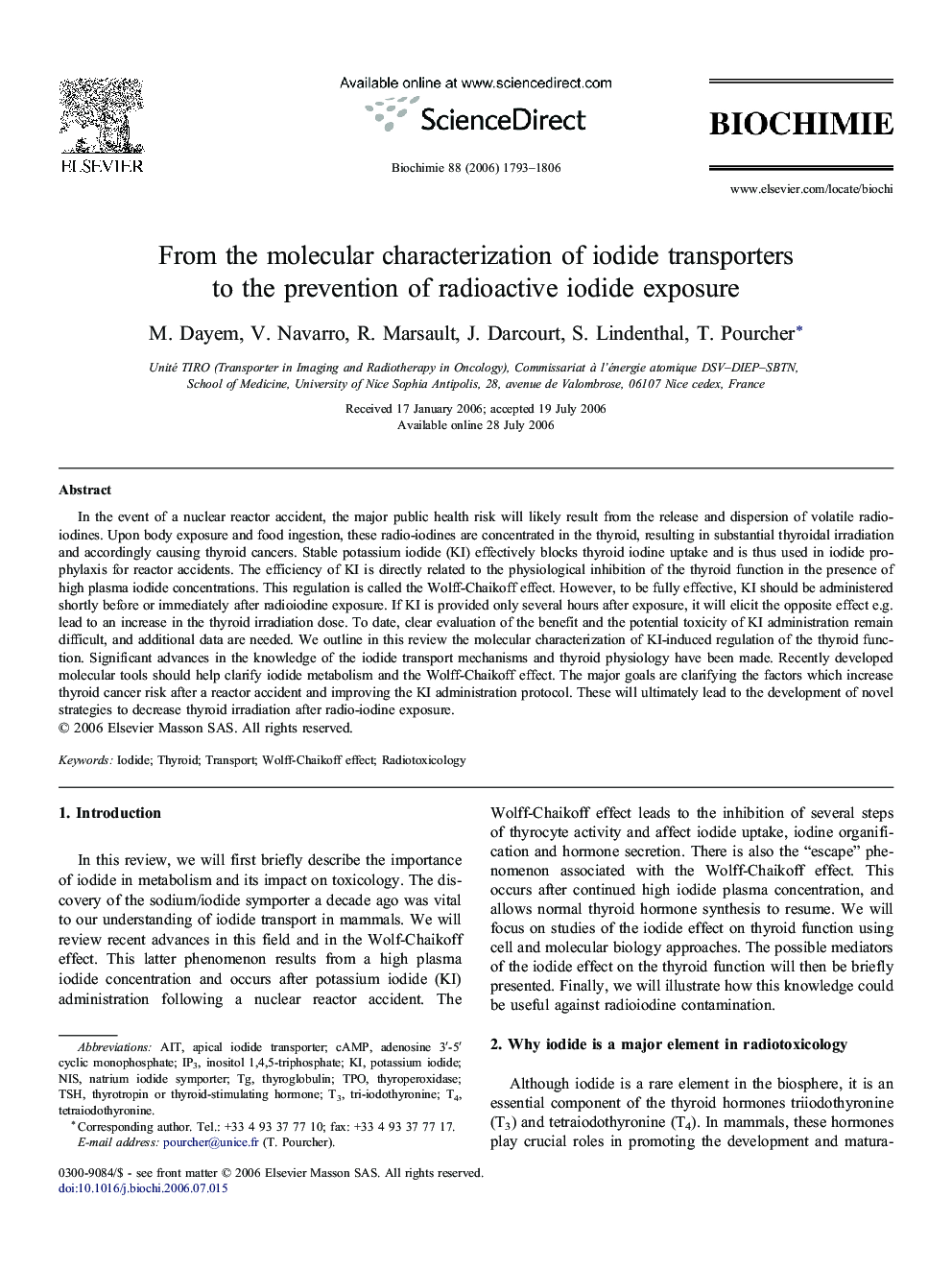 From the molecular characterization of iodide transporters to the prevention of radioactive iodide exposure