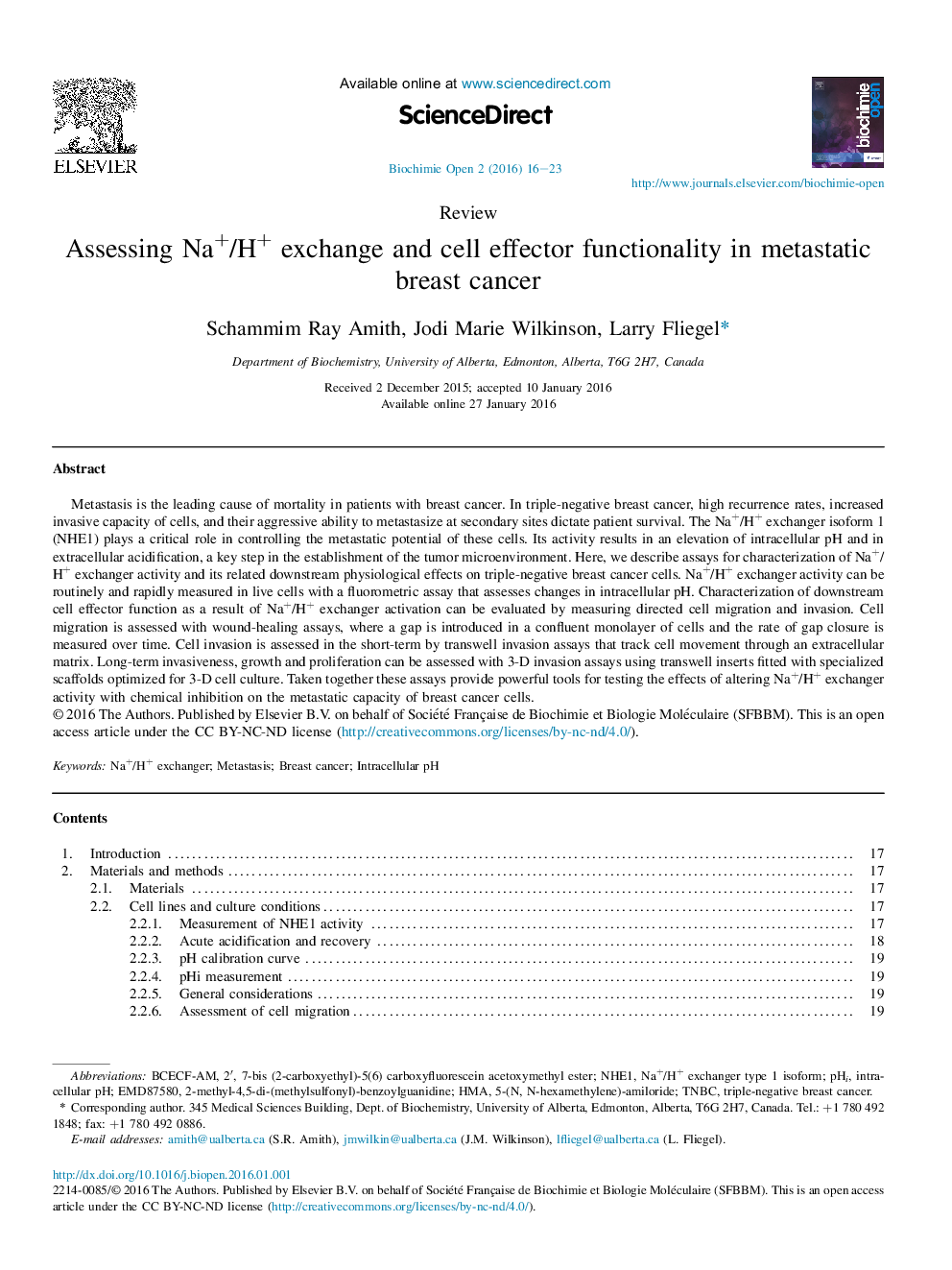 Assessing Na+/H+ exchange and cell effector functionality in metastatic breast cancer