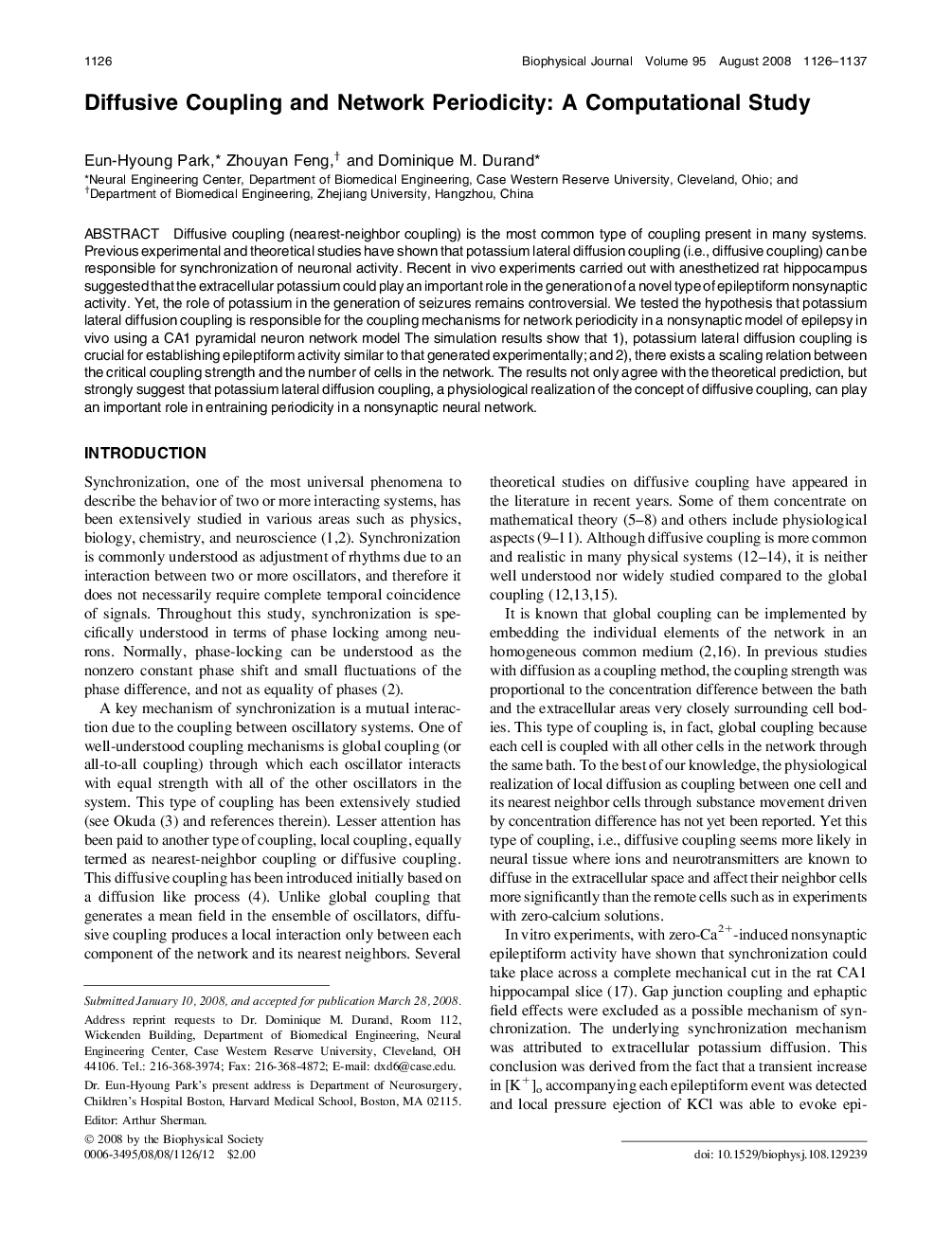 عکس صفحه اول مقاله: Diffusive Coupling and Network Periodicity: A Computational Study Diffusive Coupling and Network Periodicity: A Computational Study