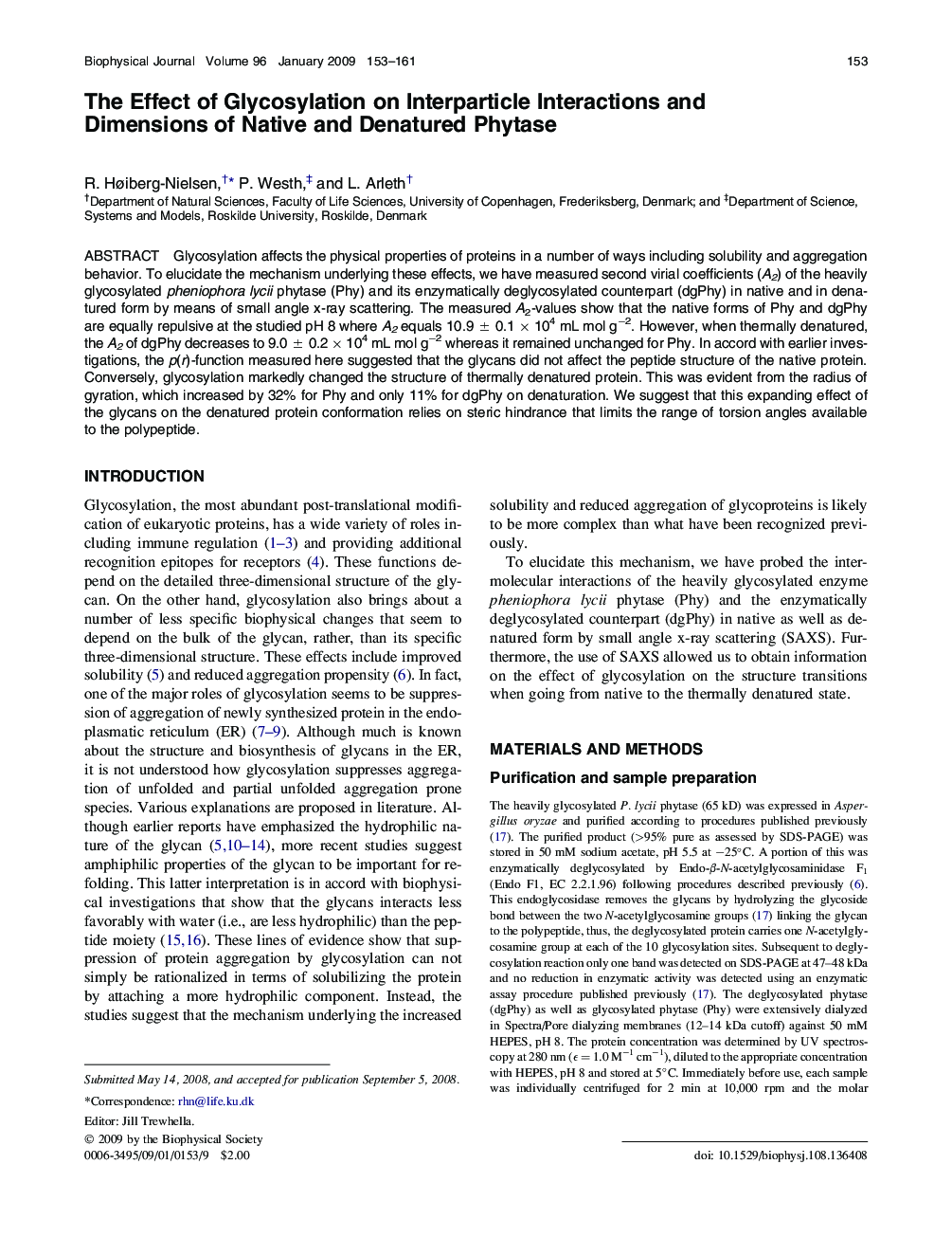 عکس صفحه اول مقاله: The Effect of Glycosylation on Interparticle Interactions and Dimensions of Native and Denatured Phytase The Effect of Glycosylation on Interparticle Interactions and Dimensions of Native and Denatured Phytase